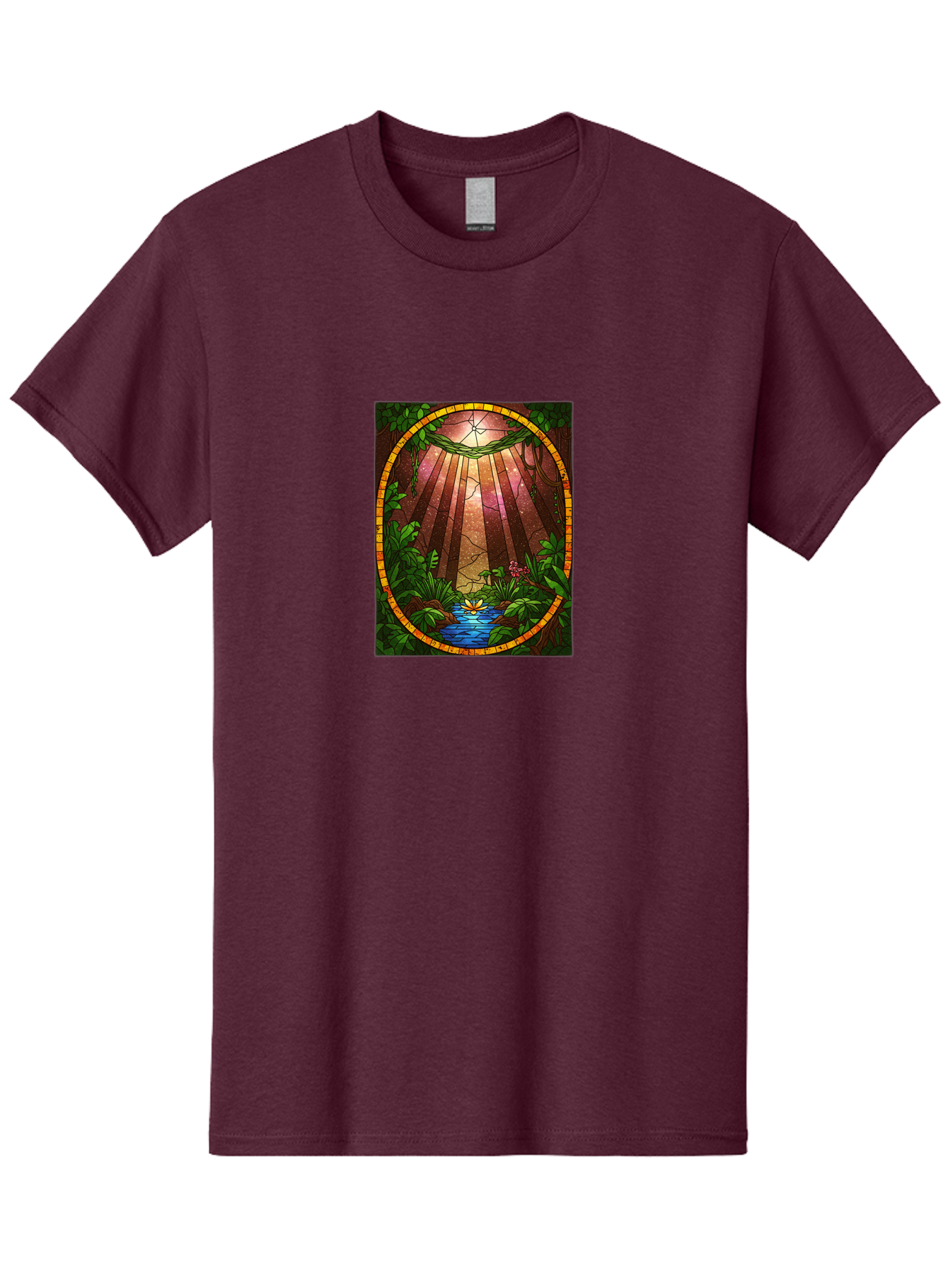 Stained-Glass-Jungle-Scene Men'S Graphic Tee, 100% Cotton, Comfortable Casual Summer Wear, Machine Washable, Vintage Camera, Old Camera, Antique Camera, Black Camera, Classic Photography, Photography Equipment, Nostalgic Device, Film Camera, Bah174