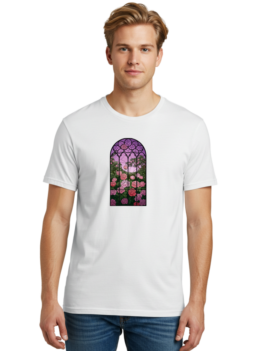 Stained-Glass-Window Men'S Graphic Tee, 100% Cotton, Comfortable Casual Summer Wear, Machine Washable, Vintage Camera, Old Camera, Antique Camera, Black Camera, Classic Photography, Photography Equipment, Nostalgic Device, Film Camera, Bah175