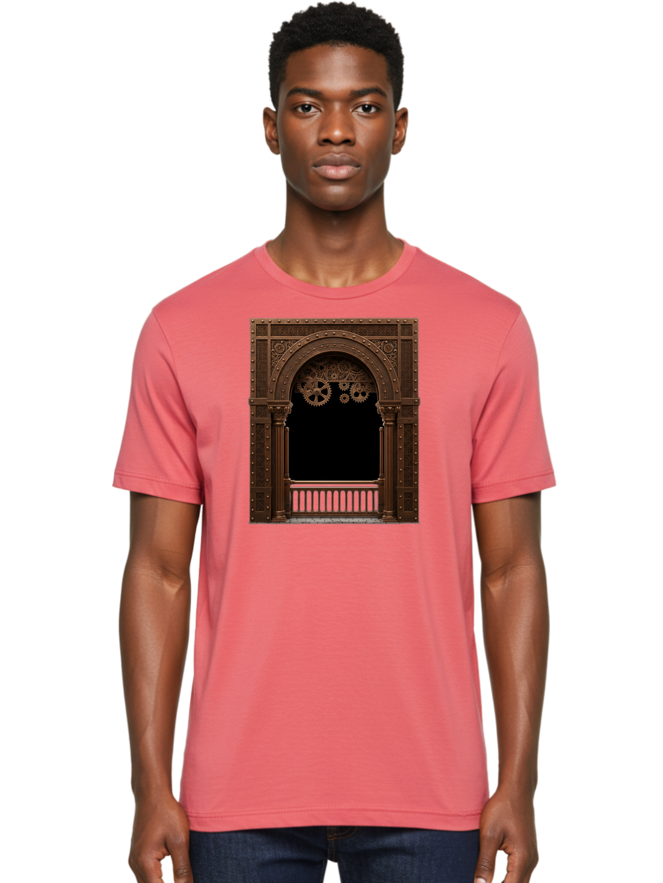 Steampunk-Archway Men'S Graphic Tee, 100% Cotton, Comfortable Casual Summer Wear, Machine Washable, Vintage Camera, Old Camera, Antique Camera, Black Camera, Classic Photography, Photography Equipment, Nostalgic Device, Film Camera, Camera Art Bah179