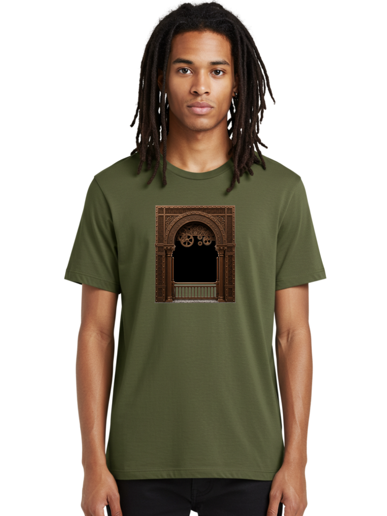 Steampunk-Archway Men'S Graphic Tee, 100% Cotton, Comfortable Casual Summer Wear, Machine Washable, Vintage Camera, Old Camera, Antique Camera, Black Camera, Classic Photography, Photography Equipment, Nostalgic Device, Film Camera, Camera Art Bah179
