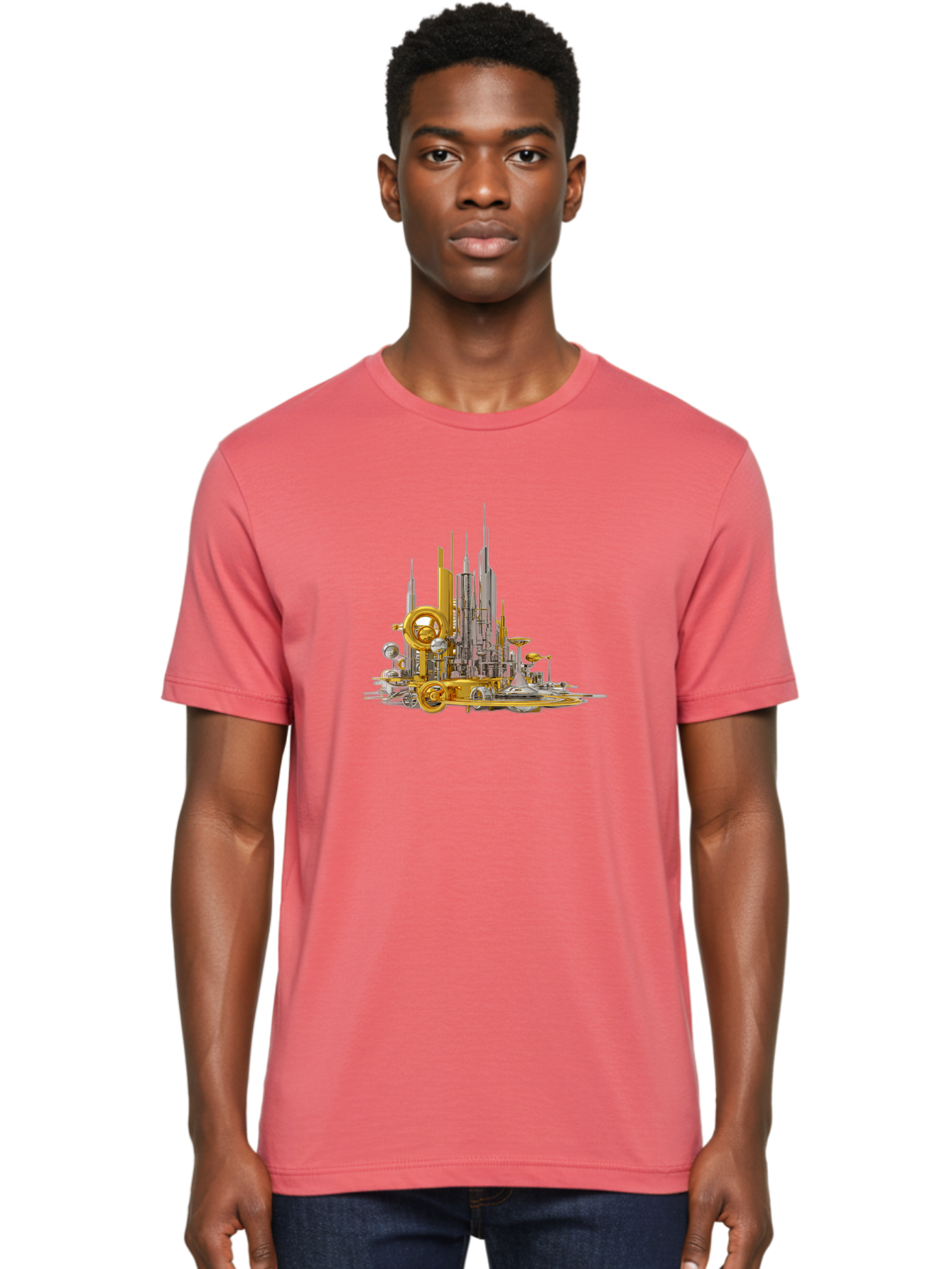 Steampunk-Cityscape Men'S Graphic Tee, 100% Cotton, Comfortable Casual Summer Wear, Machine Washable, Vintage Camera, Old Camera, Antique Camera, Black Camera, Classic Photography, Photography Equipment, Nostalgic Device, Film Camera, Bah180