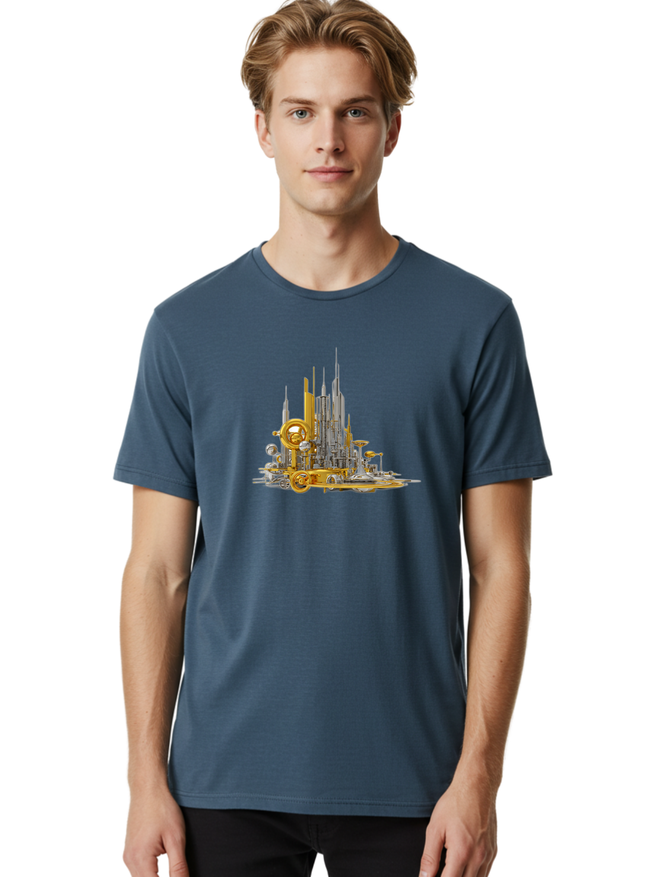 Steampunk-Cityscape Men'S Graphic Tee, 100% Cotton, Comfortable Casual Summer Wear, Machine Washable, Vintage Camera, Old Camera, Antique Camera, Black Camera, Classic Photography, Photography Equipment, Nostalgic Device, Film Camera, Bah180