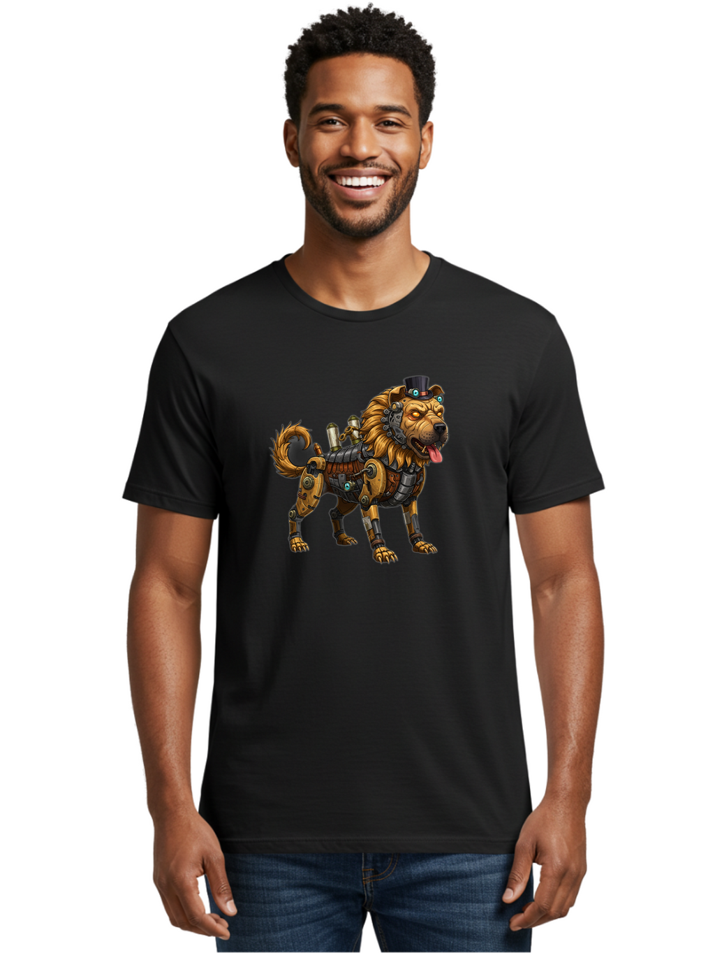 Steampunk-Dog Men'S Graphic Tee, 100% Cotton, Comfortable Casual Summer Wear, Machine Washable, Vintage Camera, Old Camera, Antique Camera, Black Camera, Classic Photography, Photography Equipment, Nostalgic Device, Film Camera, Camera Art Bah181