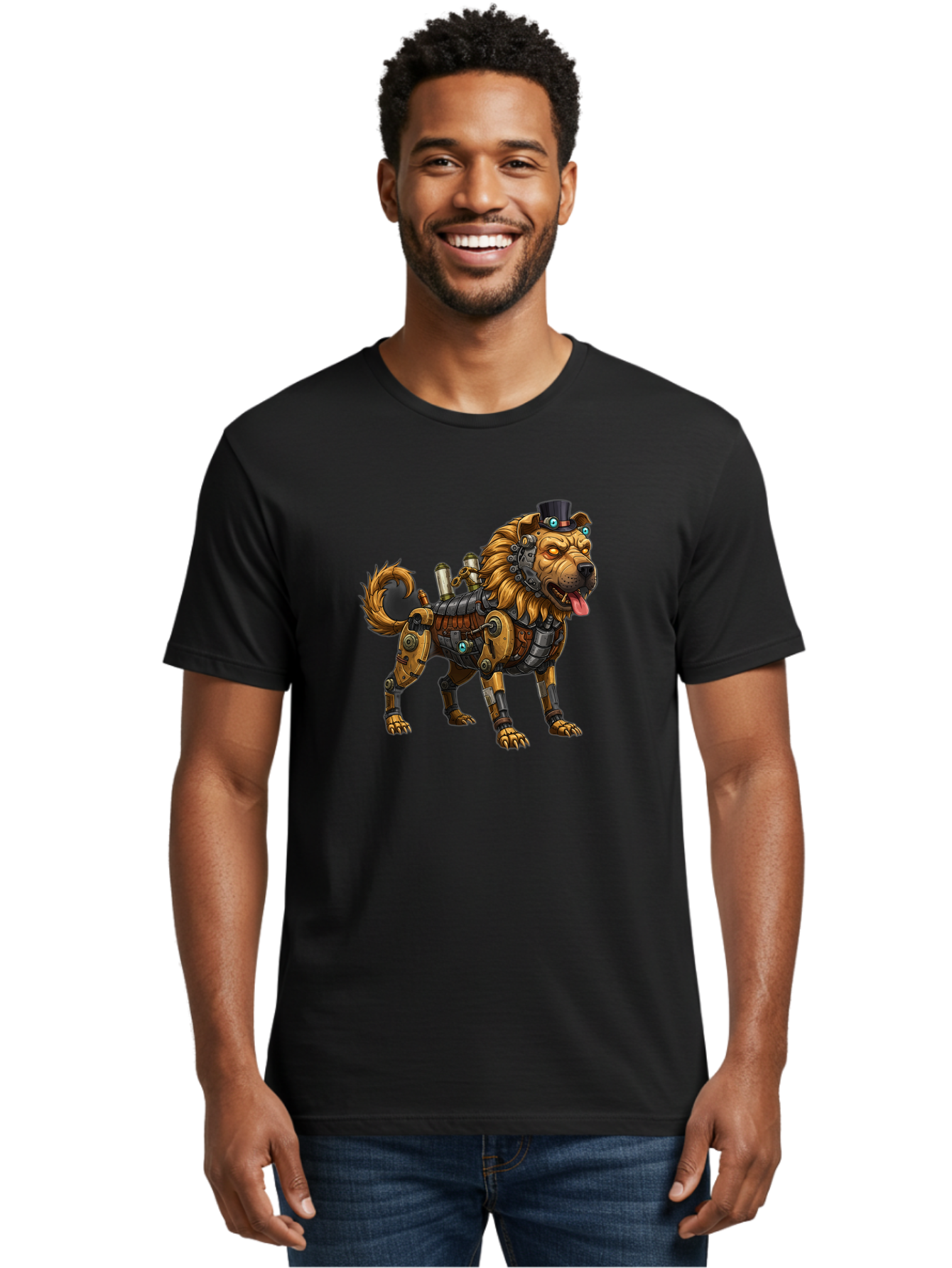 Steampunk-Dog Men'S Graphic Tee, 100% Cotton, Comfortable Casual Summer Wear, Machine Washable, Vintage Camera, Old Camera, Antique Camera, Black Camera, Classic Photography, Photography Equipment, Nostalgic Device, Film Camera, Camera Art Bah181