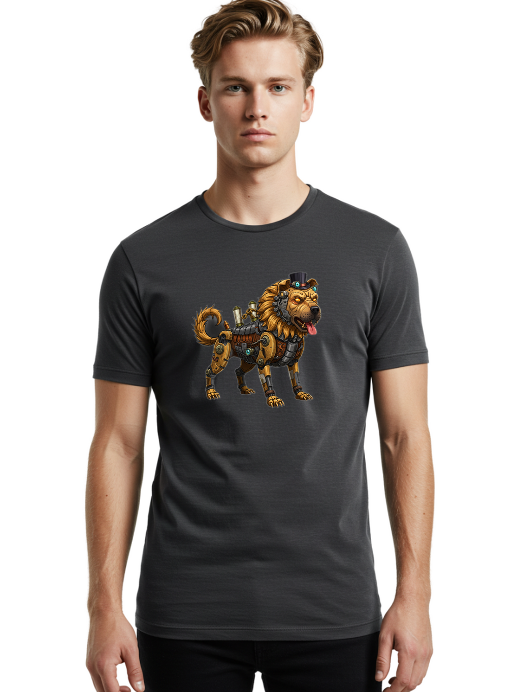 Steampunk-Dog Men'S Graphic Tee, 100% Cotton, Comfortable Casual Summer Wear, Machine Washable, Vintage Camera, Old Camera, Antique Camera, Black Camera, Classic Photography, Photography Equipment, Nostalgic Device, Film Camera, Camera Art Bah181