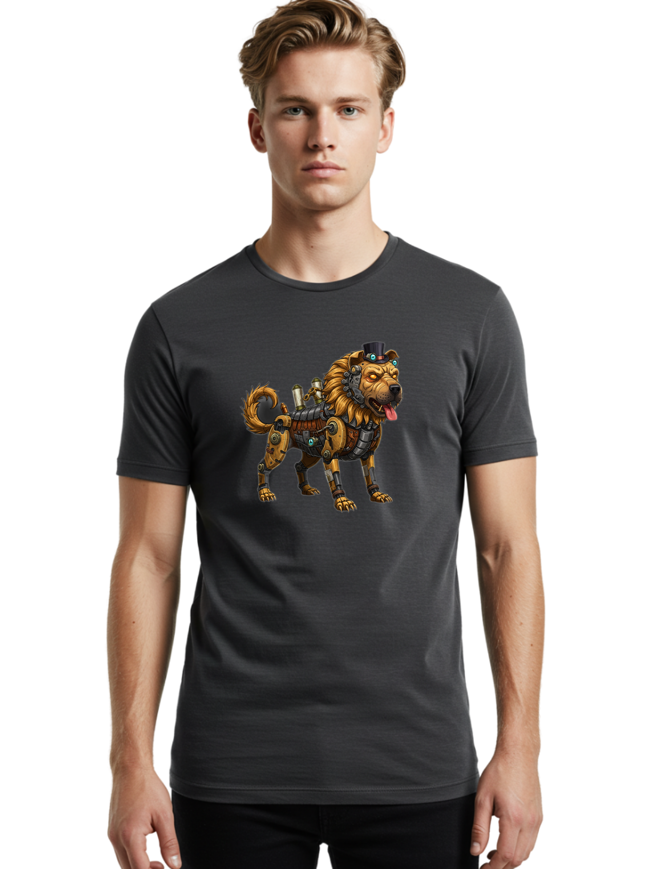 Steampunk-Dog Men'S Graphic Tee, 100% Cotton, Comfortable Casual Summer Wear, Machine Washable, Vintage Camera, Old Camera, Antique Camera, Black Camera, Classic Photography, Photography Equipment, Nostalgic Device, Film Camera, Camera Art Bah181