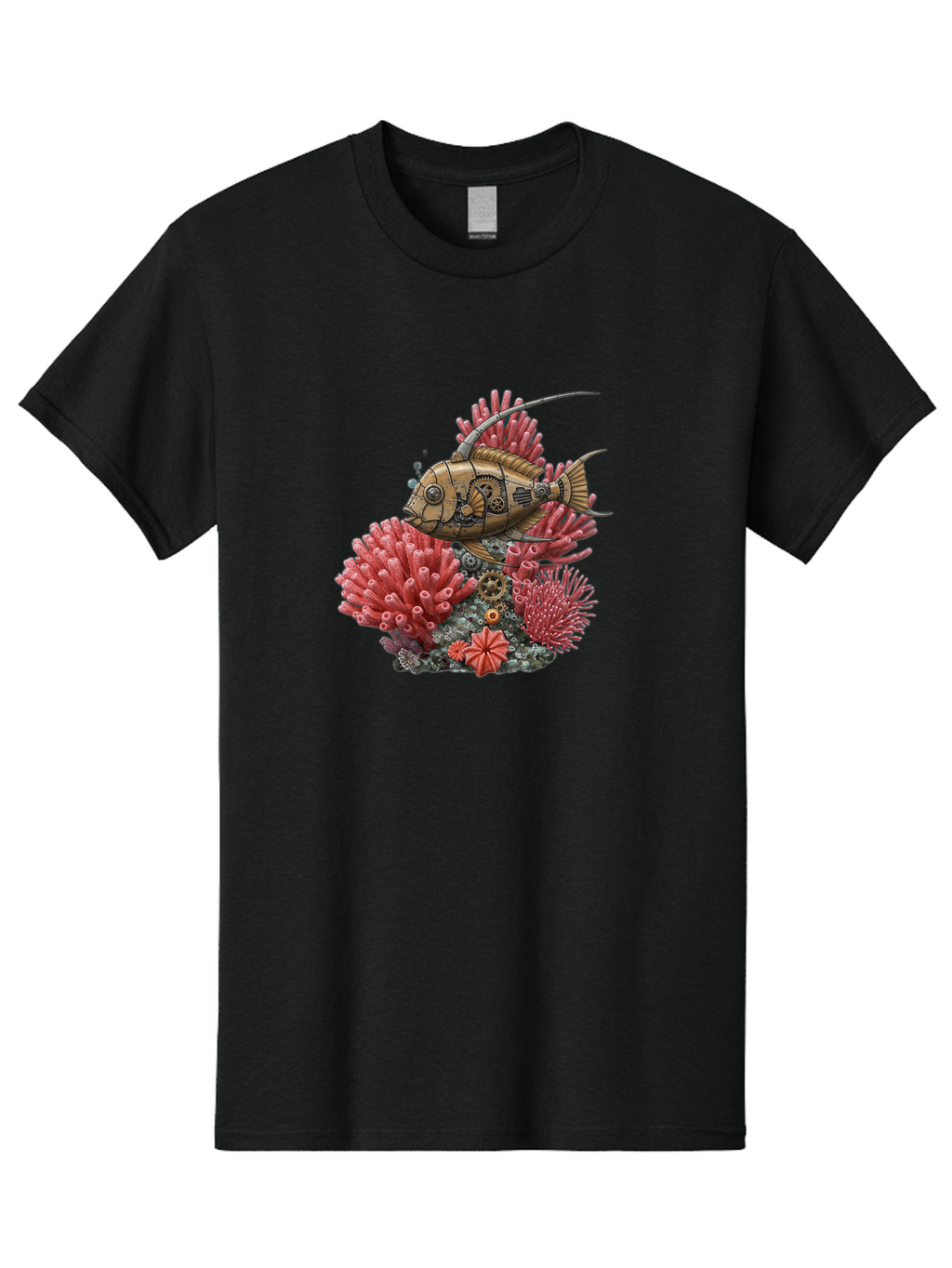 Steampunk-Fish Men'S Graphic Tee, 100% Cotton, Comfortable Casual Summer Wear, Machine Washable, Vintage Camera, Old Camera, Antique Camera, Black Camera, Classic Photography, Photography Equipment, Nostalgic Device, Film Camera, Camera Art Bah182