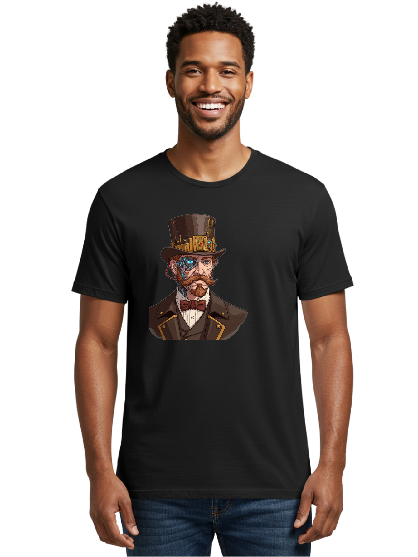 Steampunk-Gentleman Men'S Graphic Tee, 100% Cotton, Comfortable Casual Summer Wear, Machine Washable, Vintage Camera, Old Camera, Antique Camera, Black Camera, Classic Photography, Photography Equipment, Nostalgic Device, Film Camera, Bah183