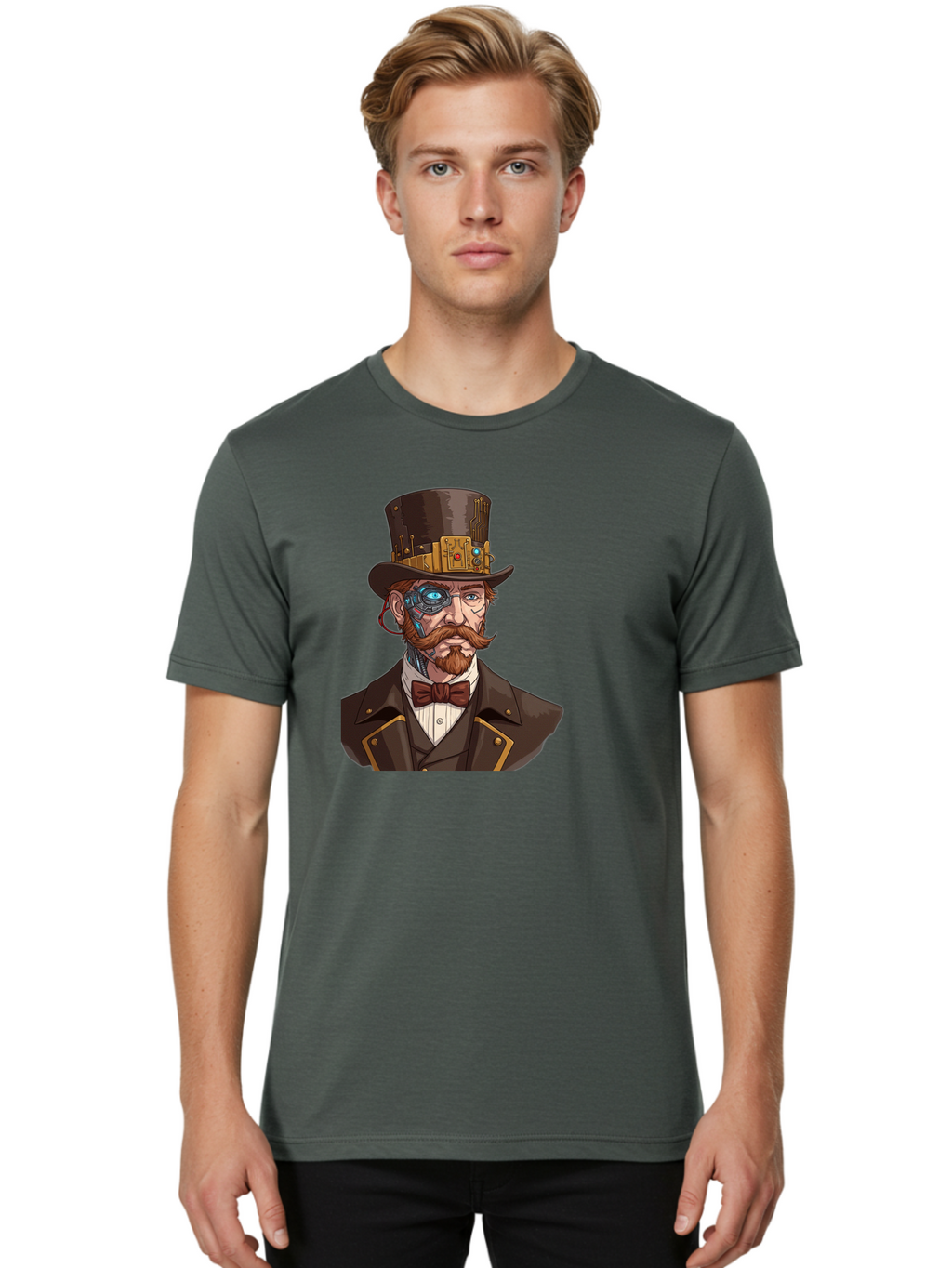 Steampunk-Gentleman Men'S Graphic Tee, 100% Cotton, Comfortable Casual Summer Wear, Machine Washable, Vintage Camera, Old Camera, Antique Camera, Black Camera, Classic Photography, Photography Equipment, Nostalgic Device, Film Camera, Bah183