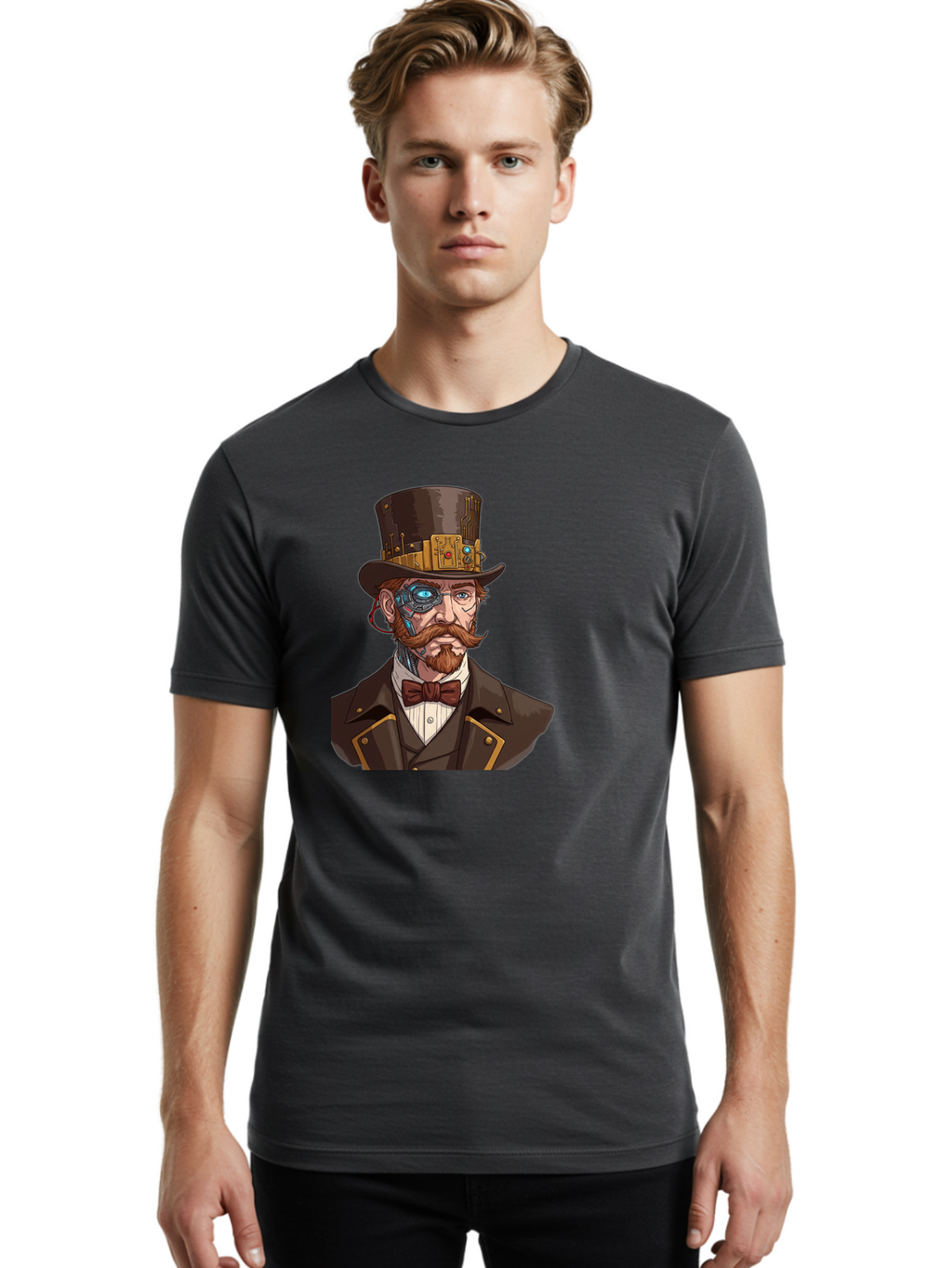 Steampunk-Gentleman Men'S Graphic Tee, 100% Cotton, Comfortable Casual Summer Wear, Machine Washable, Vintage Camera, Old Camera, Antique Camera, Black Camera, Classic Photography, Photography Equipment, Nostalgic Device, Film Camera, Bah183