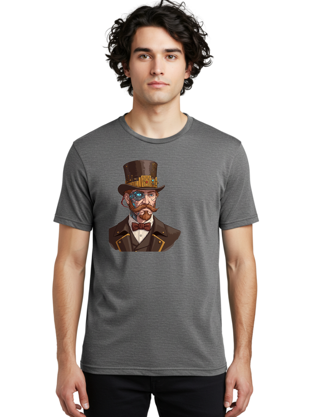 Steampunk-Gentleman Men'S Graphic Tee, 100% Cotton, Comfortable Casual Summer Wear, Machine Washable, Vintage Camera, Old Camera, Antique Camera, Black Camera, Classic Photography, Photography Equipment, Nostalgic Device, Film Camera, Bah183