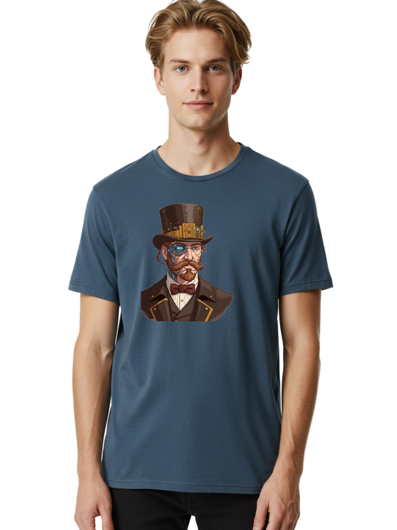 Steampunk-Gentleman Men'S Graphic Tee, 100% Cotton, Comfortable Casual Summer Wear, Machine Washable, Vintage Camera, Old Camera, Antique Camera, Black Camera, Classic Photography, Photography Equipment, Nostalgic Device, Film Camera, Bah183