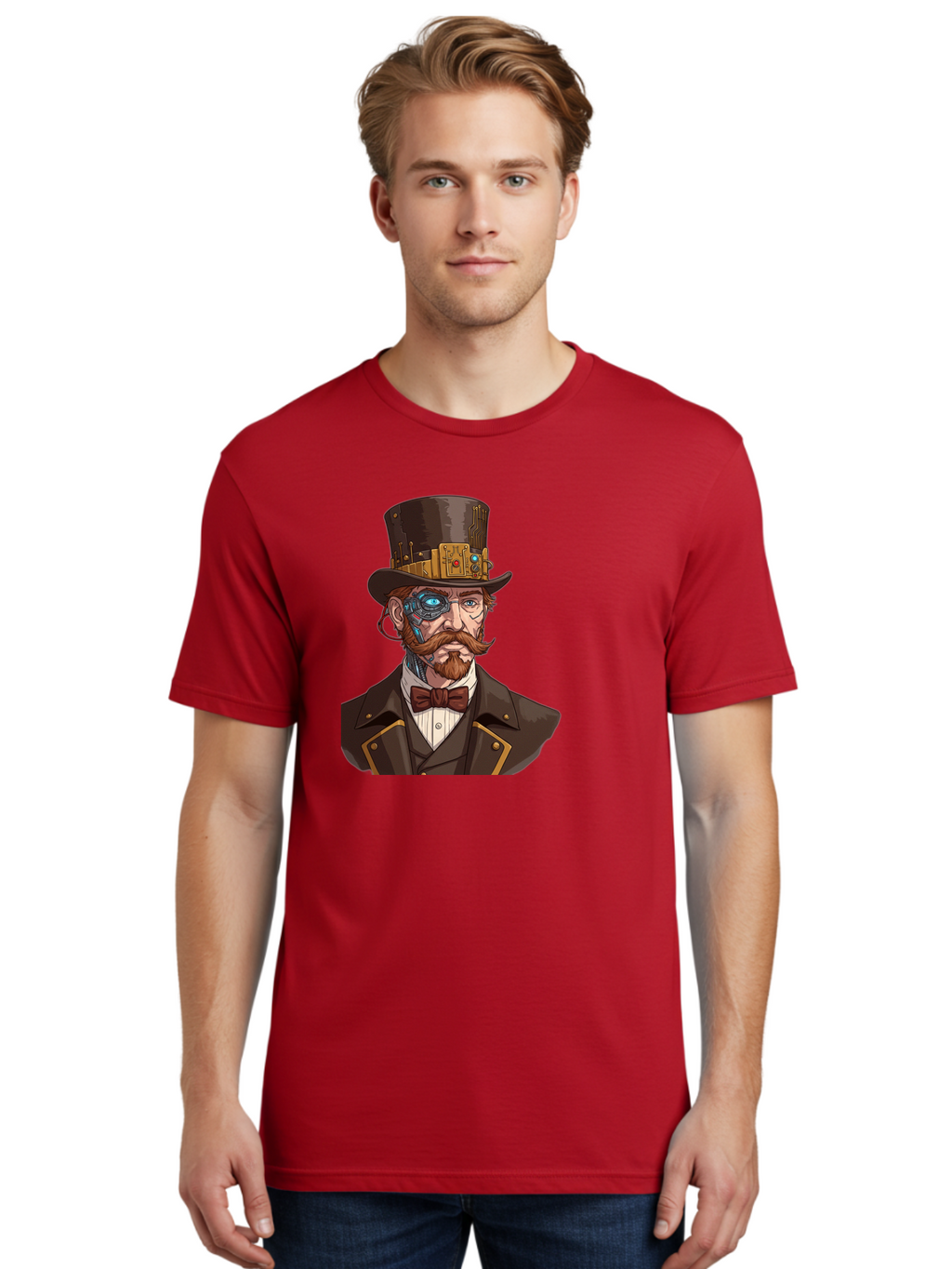 Steampunk-Gentleman Men'S Graphic Tee, 100% Cotton, Comfortable Casual Summer Wear, Machine Washable, Vintage Camera, Old Camera, Antique Camera, Black Camera, Classic Photography, Photography Equipment, Nostalgic Device, Film Camera, Bah183