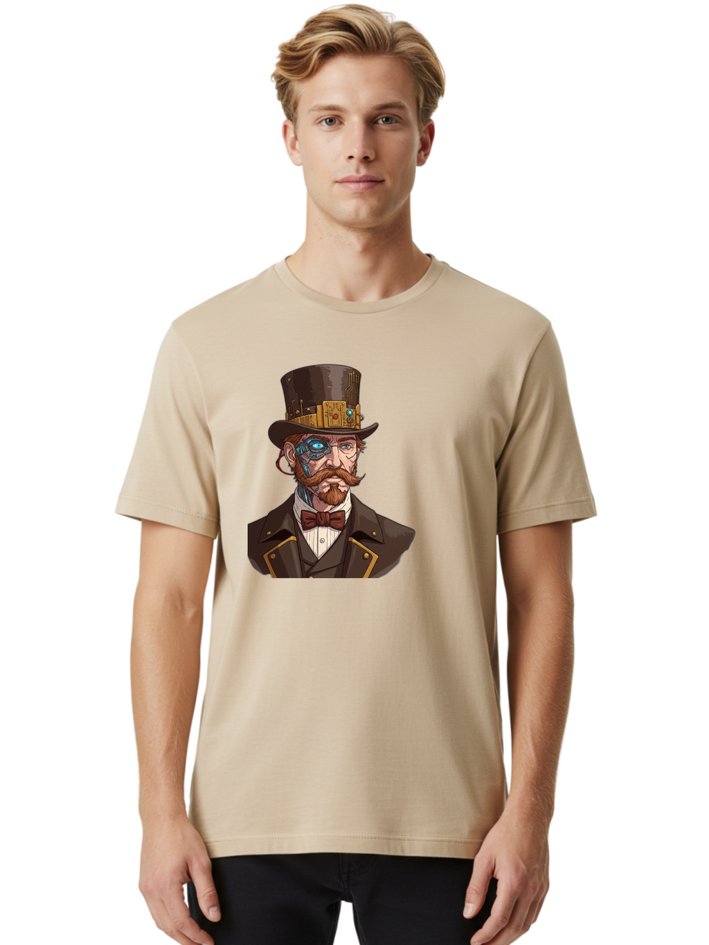 Steampunk-Gentleman Men'S Graphic Tee, 100% Cotton, Comfortable Casual Summer Wear, Machine Washable, Vintage Camera, Old Camera, Antique Camera, Black Camera, Classic Photography, Photography Equipment, Nostalgic Device, Film Camera, Bah183