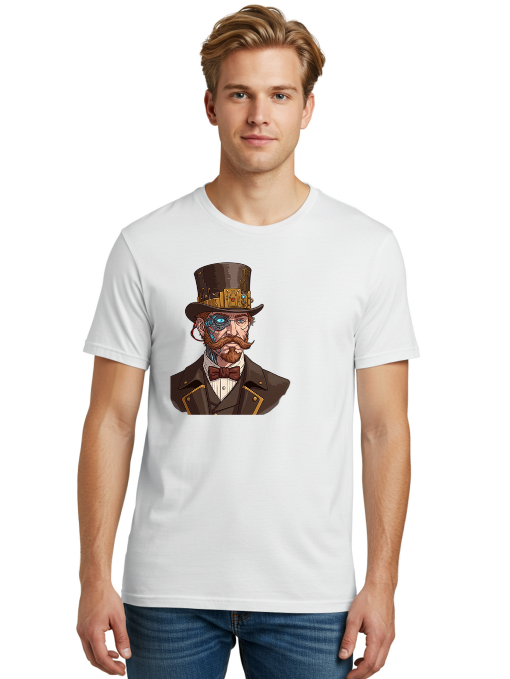 Steampunk-Gentleman Men'S Graphic Tee, 100% Cotton, Comfortable Casual Summer Wear, Machine Washable, Vintage Camera, Old Camera, Antique Camera, Black Camera, Classic Photography, Photography Equipment, Nostalgic Device, Film Camera, Bah183