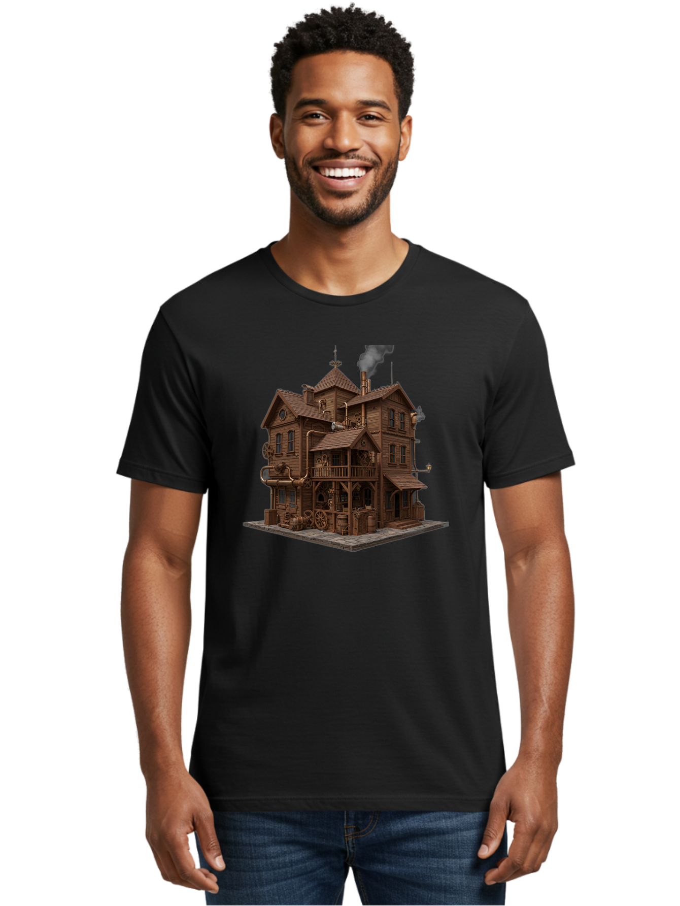 Steampunk-House Men'S Graphic Tee, 100% Cotton, Comfortable Casual Summer Wear, Machine Washable, Vintage Camera, Old Camera, Antique Camera, Black Camera, Classic Photography, Photography Equipment, Nostalgic Device, Film Camera, Camera Art Bah184