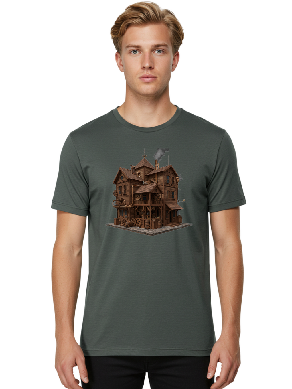 Steampunk-House Men'S Graphic Tee, 100% Cotton, Comfortable Casual Summer Wear, Machine Washable, Vintage Camera, Old Camera, Antique Camera, Black Camera, Classic Photography, Photography Equipment, Nostalgic Device, Film Camera, Camera Art Bah184