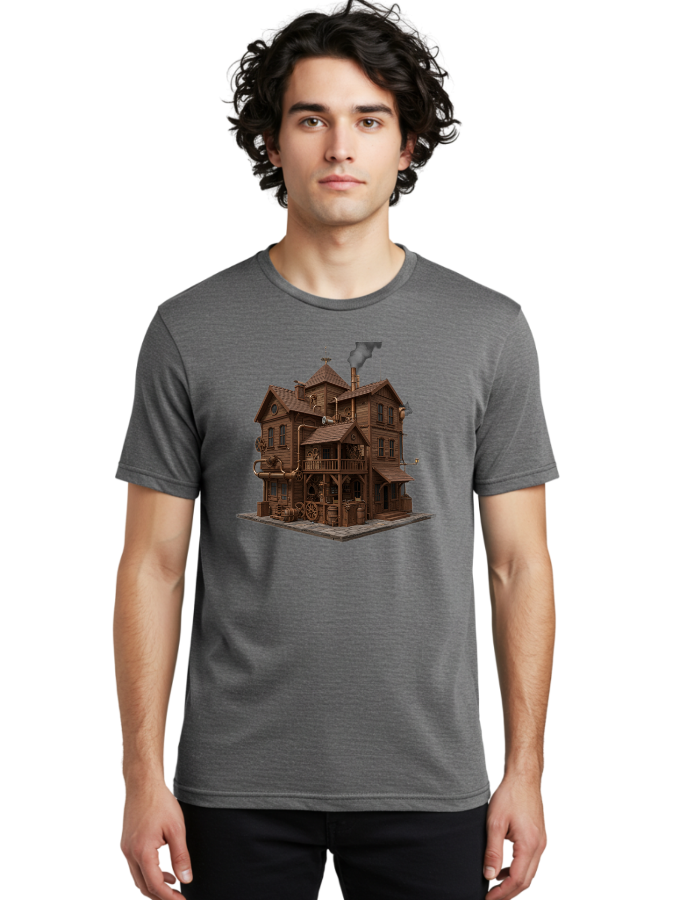 Steampunk-House Men'S Graphic Tee, 100% Cotton, Comfortable Casual Summer Wear, Machine Washable, Vintage Camera, Old Camera, Antique Camera, Black Camera, Classic Photography, Photography Equipment, Nostalgic Device, Film Camera, Camera Art Bah184