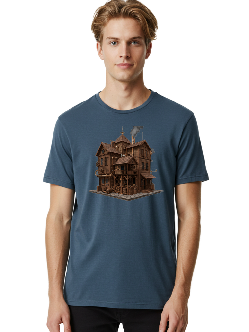 Steampunk-House Men'S Graphic Tee, 100% Cotton, Comfortable Casual Summer Wear, Machine Washable, Vintage Camera, Old Camera, Antique Camera, Black Camera, Classic Photography, Photography Equipment, Nostalgic Device, Film Camera, Camera Art Bah184