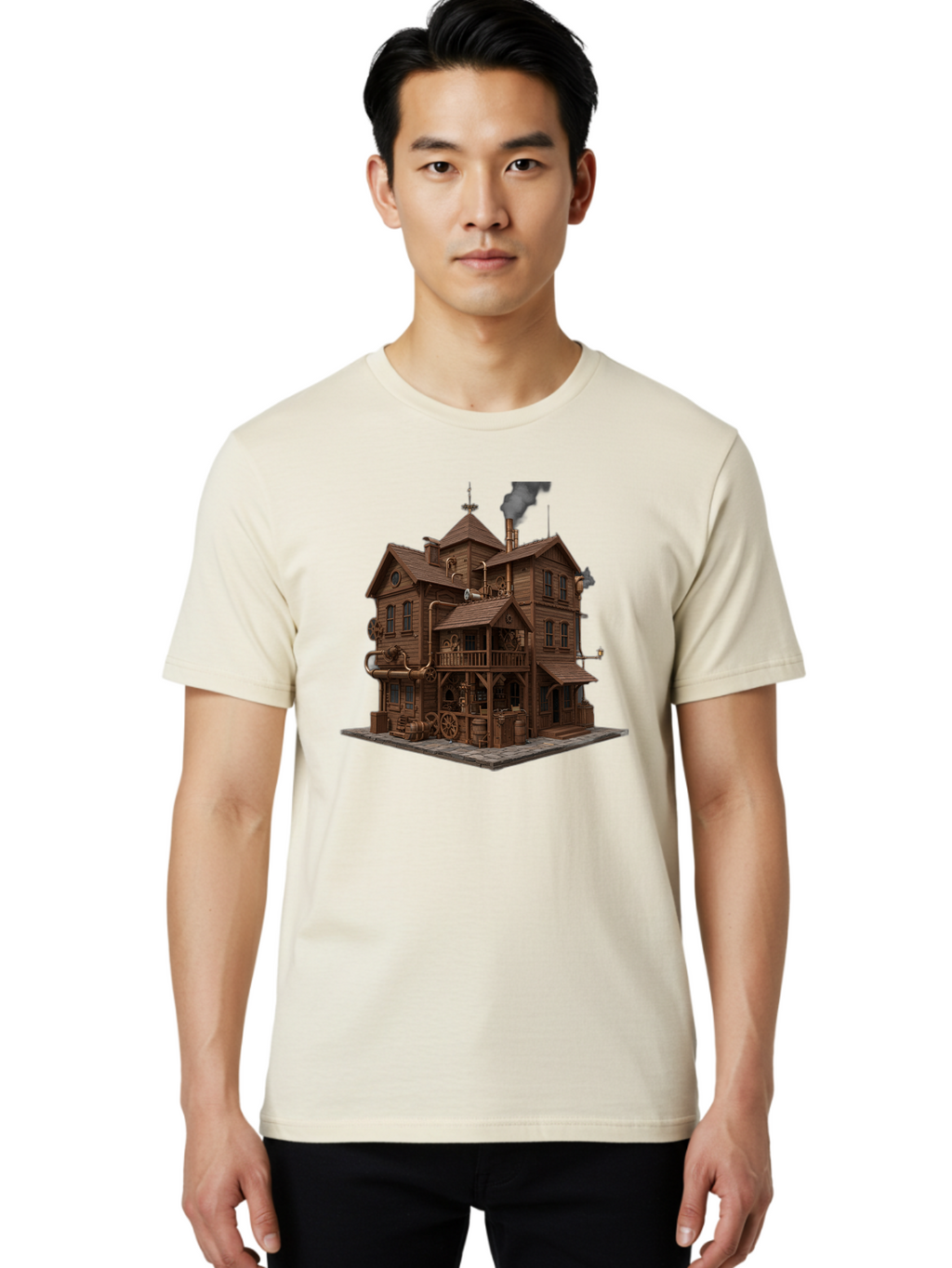 Steampunk-House Men'S Graphic Tee, 100% Cotton, Comfortable Casual Summer Wear, Machine Washable, Vintage Camera, Old Camera, Antique Camera, Black Camera, Classic Photography, Photography Equipment, Nostalgic Device, Film Camera, Camera Art Bah184