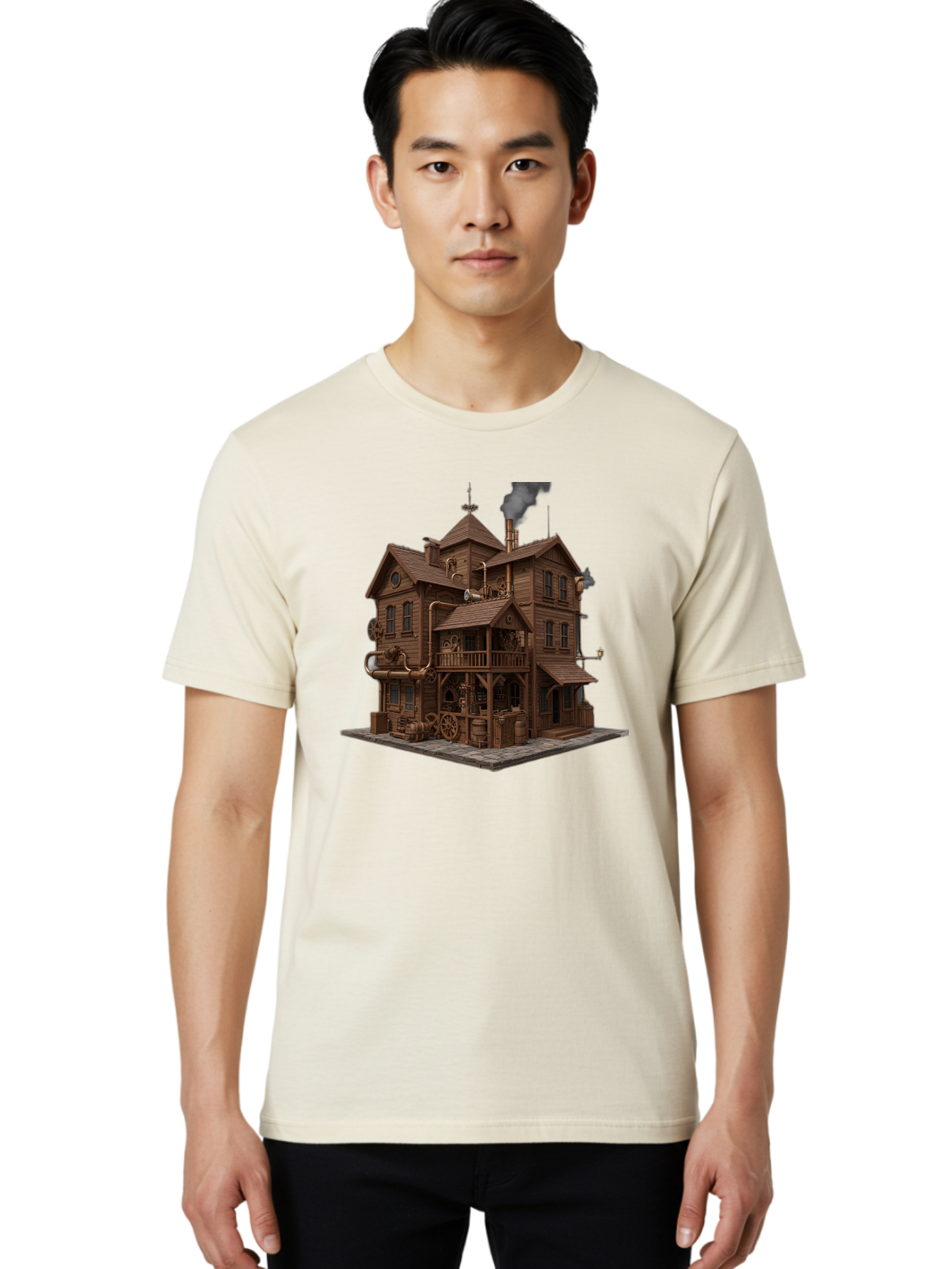 Steampunk-House Men'S Graphic Tee, 100% Cotton, Comfortable Casual Summer Wear, Machine Washable, Vintage Camera, Old Camera, Antique Camera, Black Camera, Classic Photography, Photography Equipment, Nostalgic Device, Film Camera, Camera Art Bah184