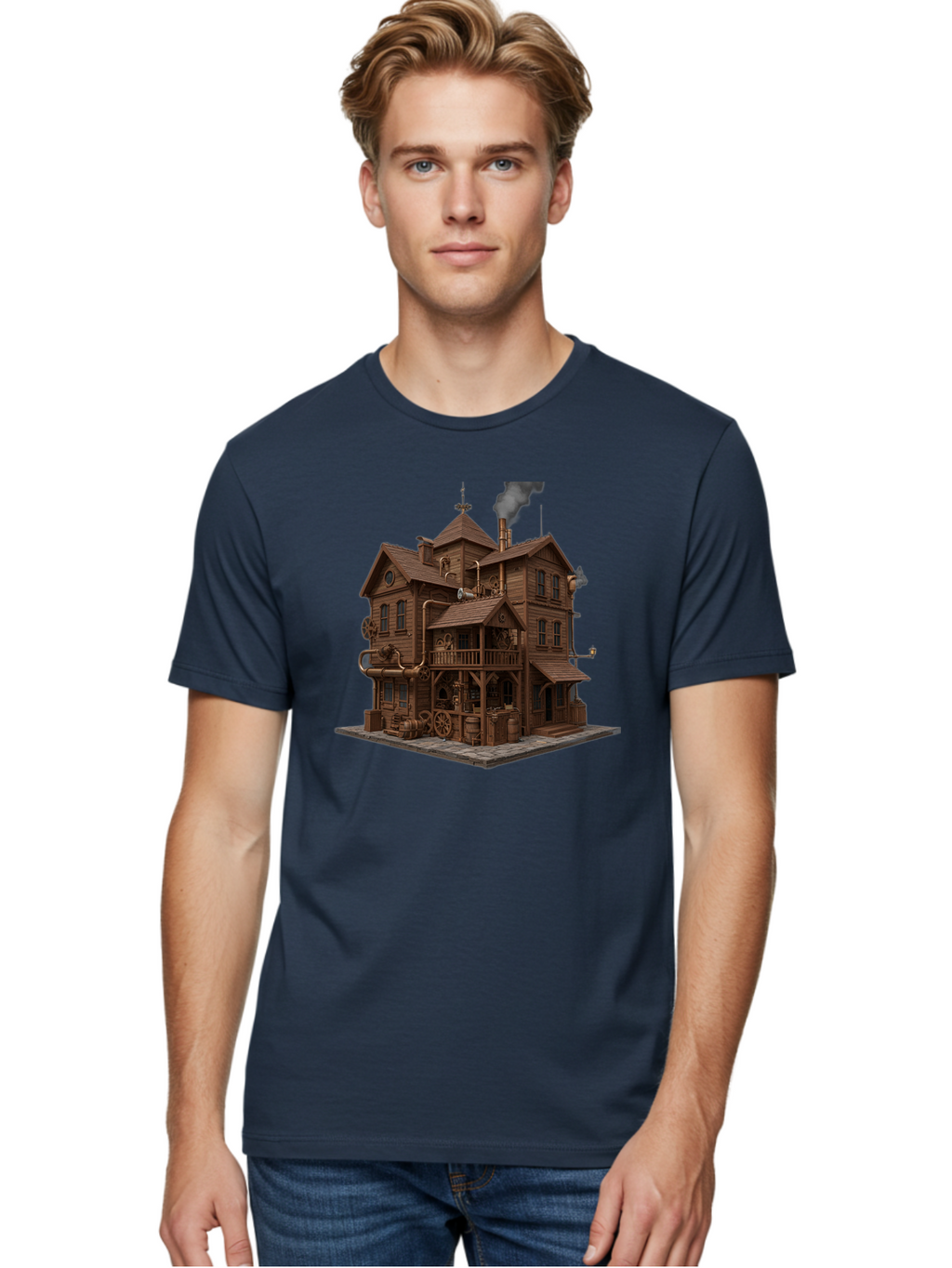 Steampunk-House Men'S Graphic Tee, 100% Cotton, Comfortable Casual Summer Wear, Machine Washable, Vintage Camera, Old Camera, Antique Camera, Black Camera, Classic Photography, Photography Equipment, Nostalgic Device, Film Camera, Camera Art Bah184
