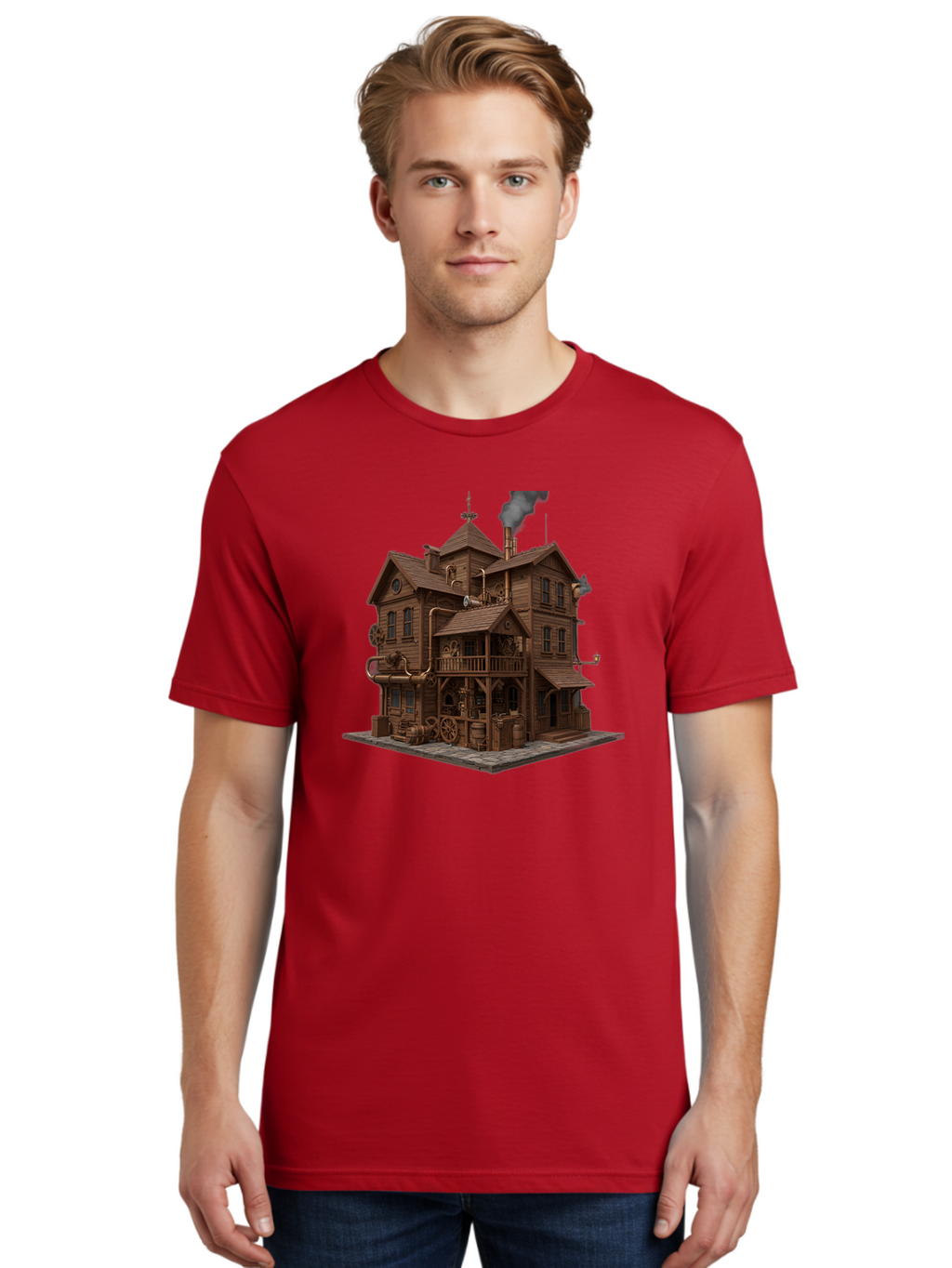 Steampunk-House Men'S Graphic Tee, 100% Cotton, Comfortable Casual Summer Wear, Machine Washable, Vintage Camera, Old Camera, Antique Camera, Black Camera, Classic Photography, Photography Equipment, Nostalgic Device, Film Camera, Camera Art Bah184