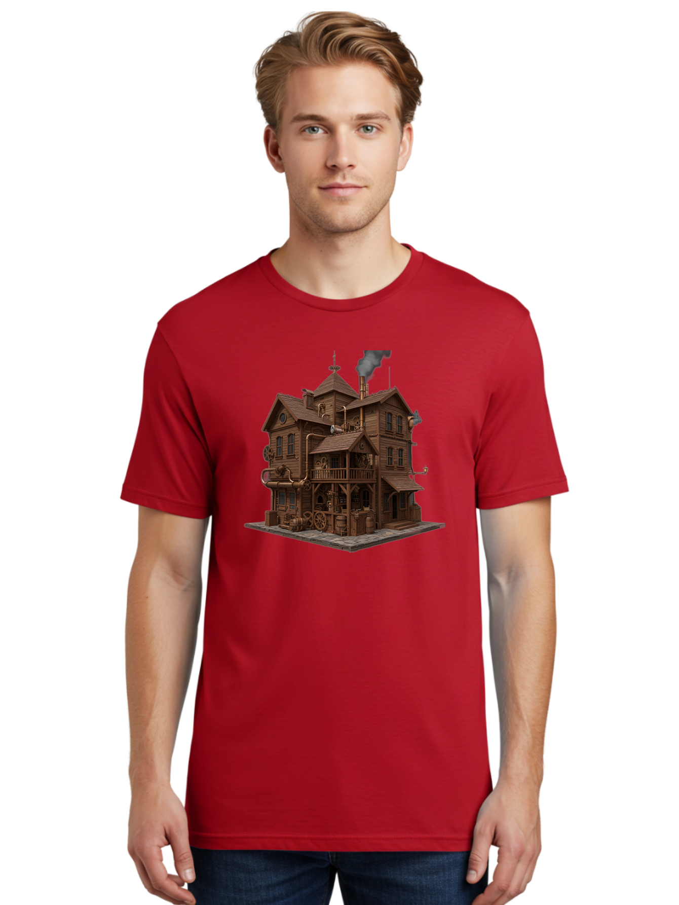 Steampunk-House Men'S Graphic Tee, 100% Cotton, Comfortable Casual Summer Wear, Machine Washable, Vintage Camera, Old Camera, Antique Camera, Black Camera, Classic Photography, Photography Equipment, Nostalgic Device, Film Camera, Camera Art Bah184