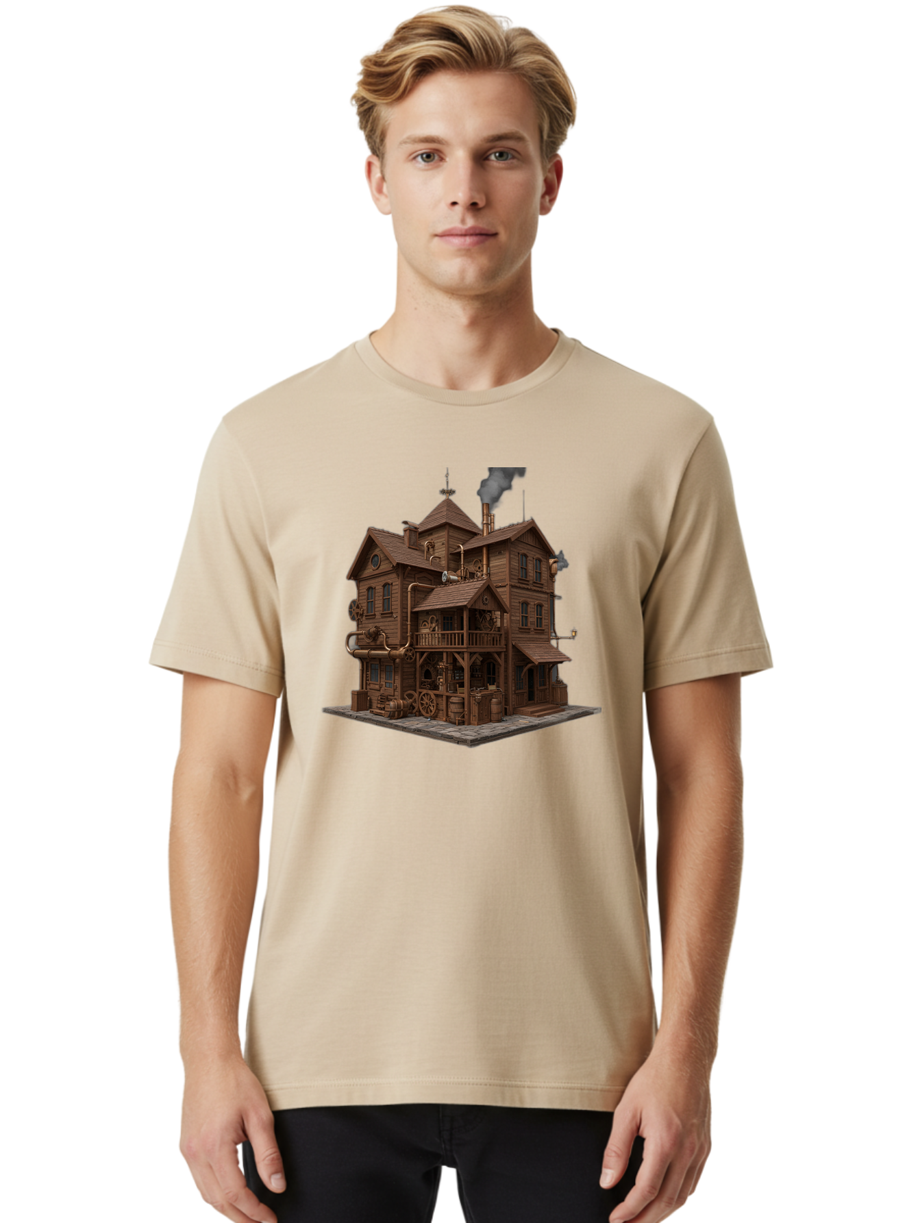 Steampunk-House Men'S Graphic Tee, 100% Cotton, Comfortable Casual Summer Wear, Machine Washable, Vintage Camera, Old Camera, Antique Camera, Black Camera, Classic Photography, Photography Equipment, Nostalgic Device, Film Camera, Camera Art Bah184