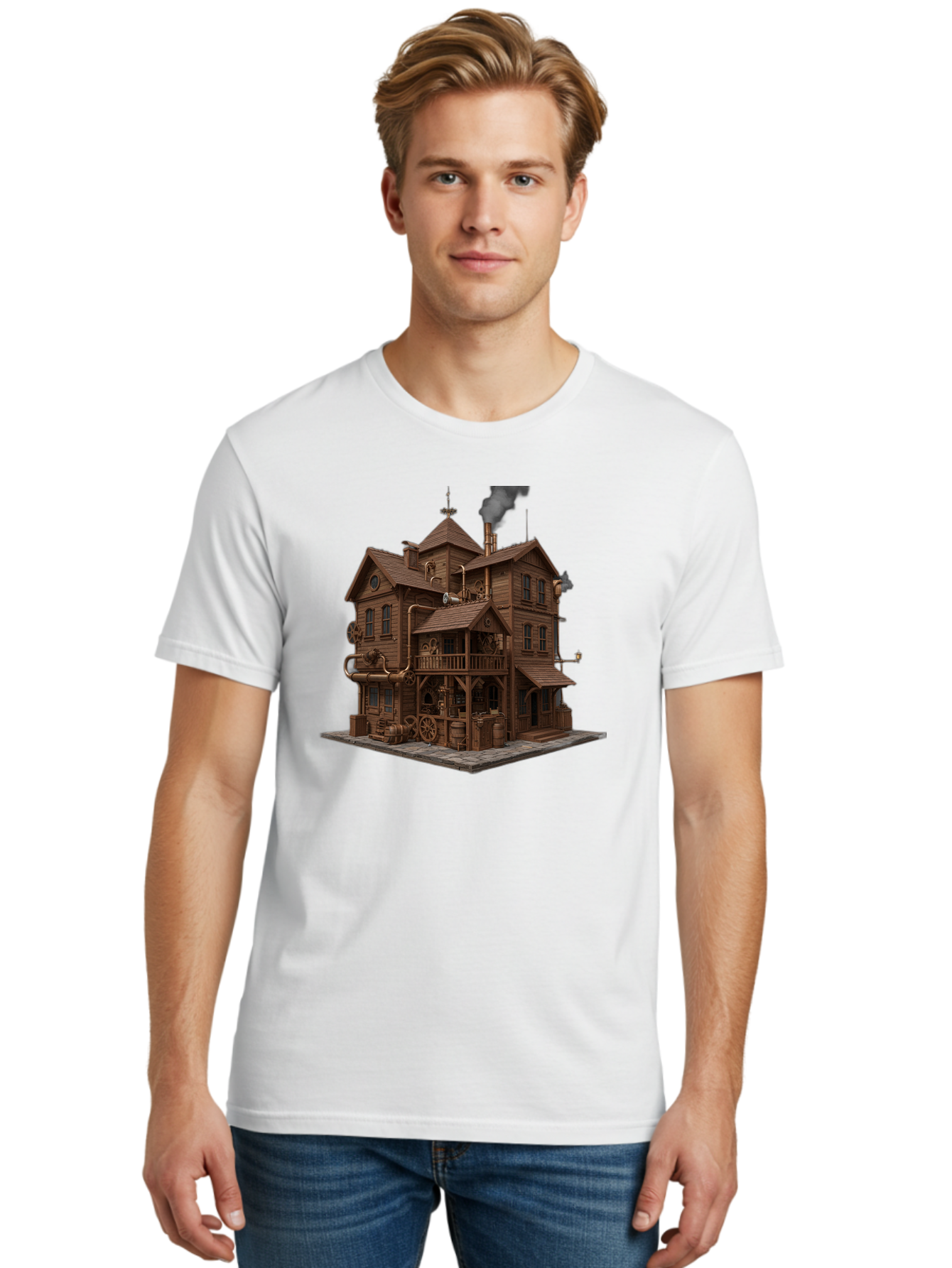 Steampunk-House Men'S Graphic Tee, 100% Cotton, Comfortable Casual Summer Wear, Machine Washable, Vintage Camera, Old Camera, Antique Camera, Black Camera, Classic Photography, Photography Equipment, Nostalgic Device, Film Camera, Camera Art Bah184