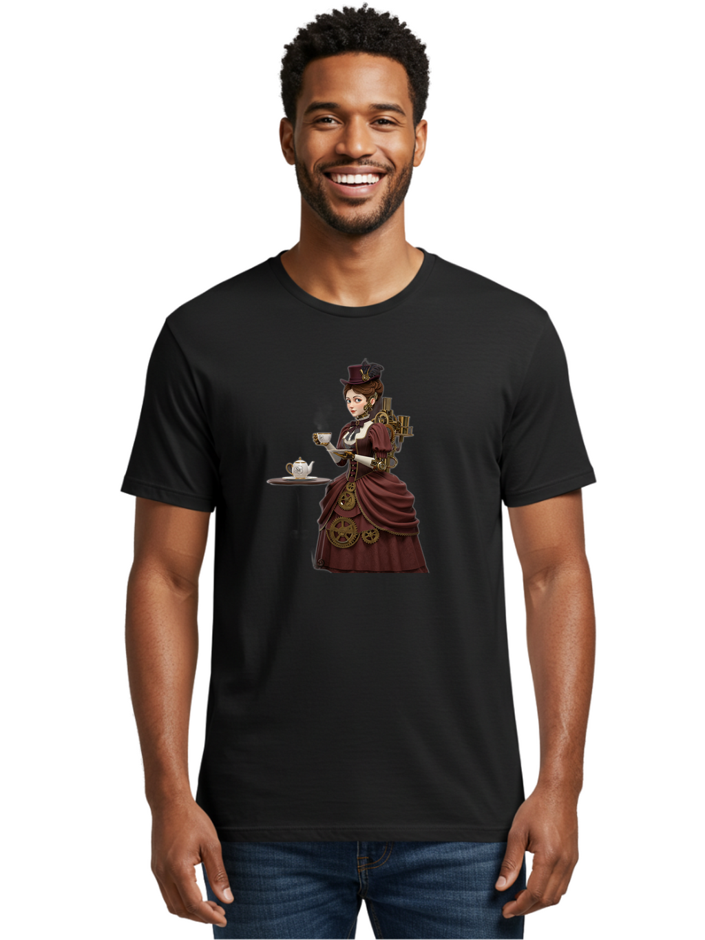 Steampunk-Lady Men'S Graphic Tee, 100% Cotton, Comfortable Casual Summer Wear, Machine Washable, Vintage Camera, Old Camera, Antique Camera, Black Camera, Classic Photography, Photography Equipment, Nostalgic Device, Film Camera, Camera Art Bah185