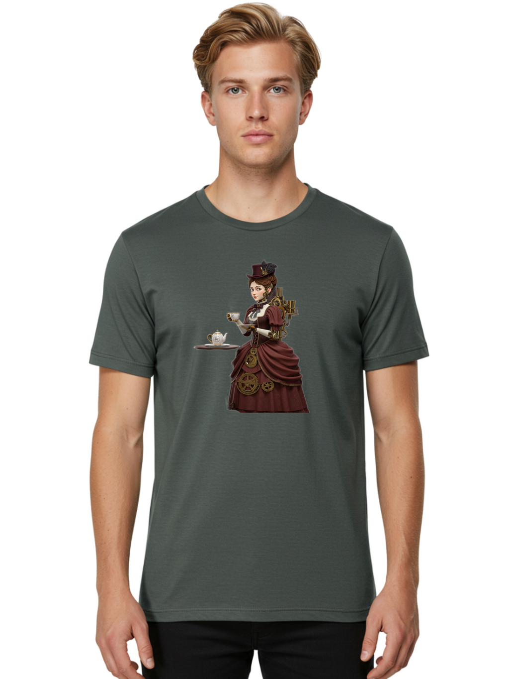 Steampunk-Lady Men'S Graphic Tee, 100% Cotton, Comfortable Casual Summer Wear, Machine Washable, Vintage Camera, Old Camera, Antique Camera, Black Camera, Classic Photography, Photography Equipment, Nostalgic Device, Film Camera, Camera Art Bah185