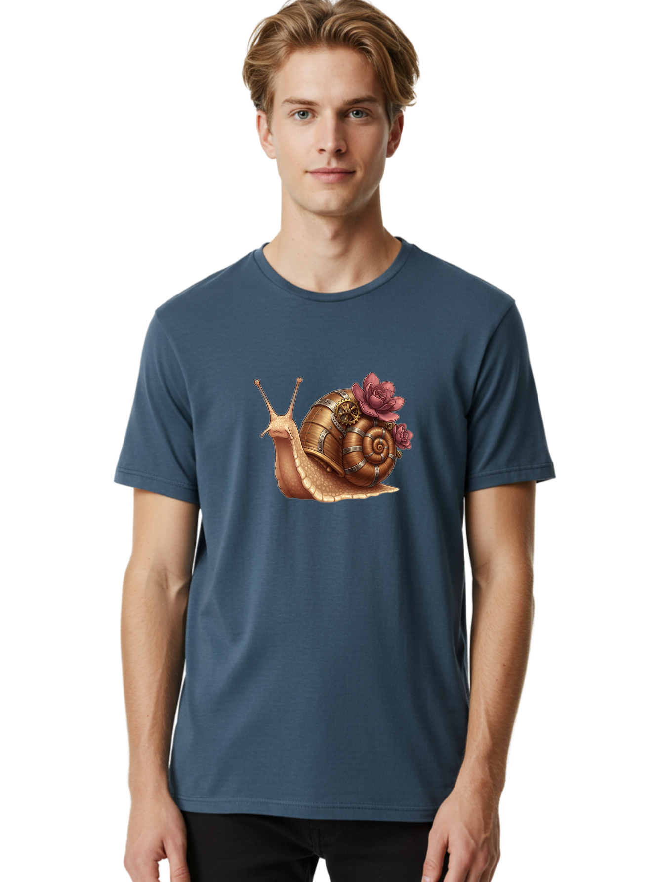 Steampunk-Snail Men'S Graphic Tee, 100% Cotton, Comfortable Casual Summer Wear, Machine Washable, Vintage Camera, Old Camera, Antique Camera, Black Camera, Classic Photography, Photography Equipment, Nostalgic Device, Film Camera, Camera Art Bah188