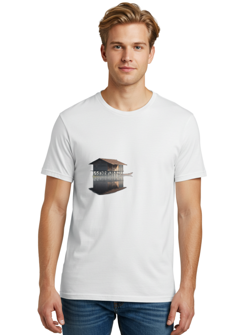 Stilt-House-1 Men'S Graphic Tee, 100% Cotton, Comfortable Casual Summer Wear, Machine Washable, Vintage Camera, Old Camera, Antique Camera, Black Camera, Classic Photography, Photography Equipment, Nostalgic Device, Film Camera, Camera Art Bah189