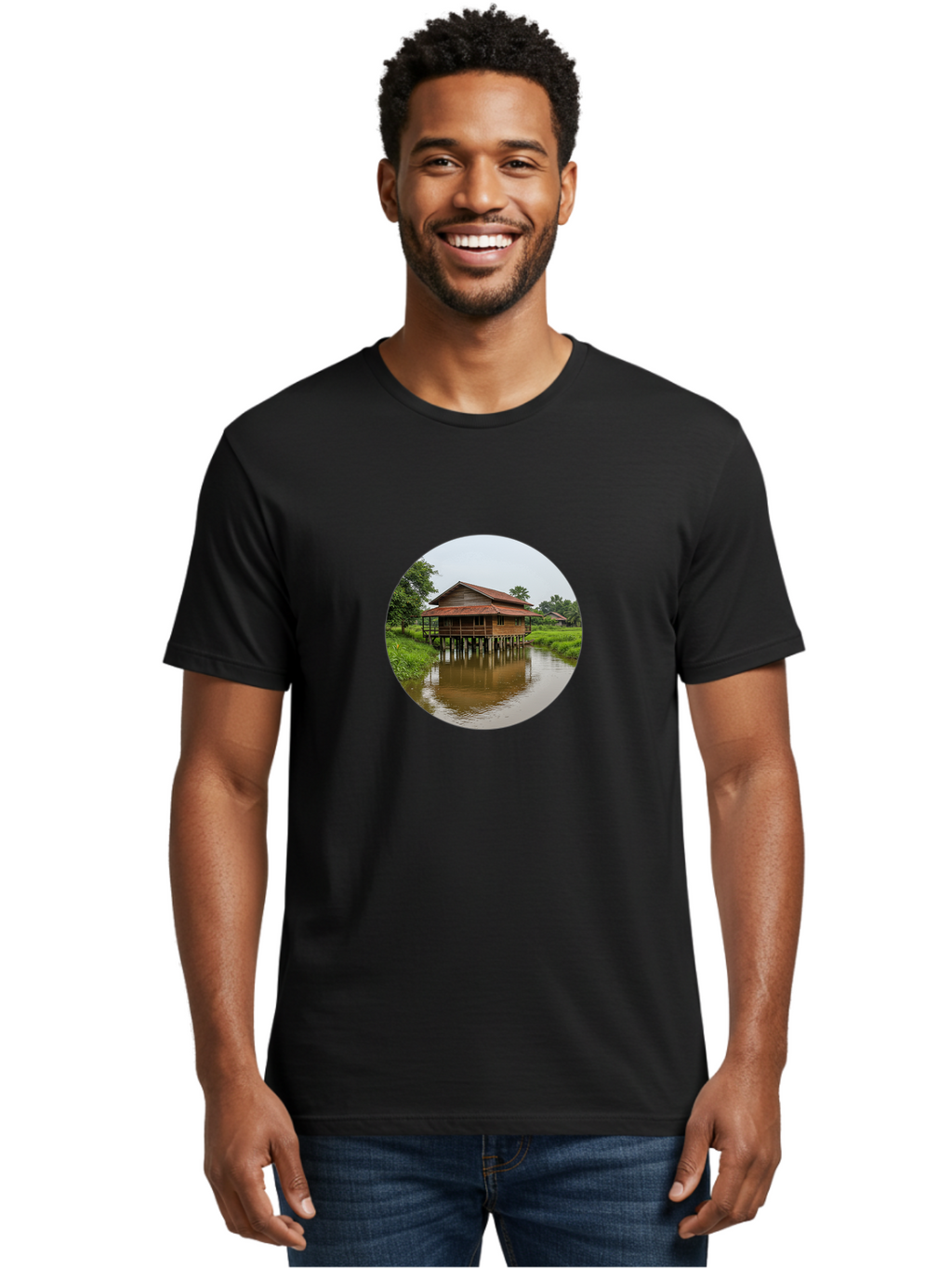 Stilt-House-2 Men'S Graphic Tee, 100% Cotton, Comfortable Casual Summer Wear, Machine Washable, Vintage Camera, Old Camera, Antique Camera, Black Camera, Classic Photography, Photography Equipment, Nostalgic Device, Film Camera, Camera Art Bah190