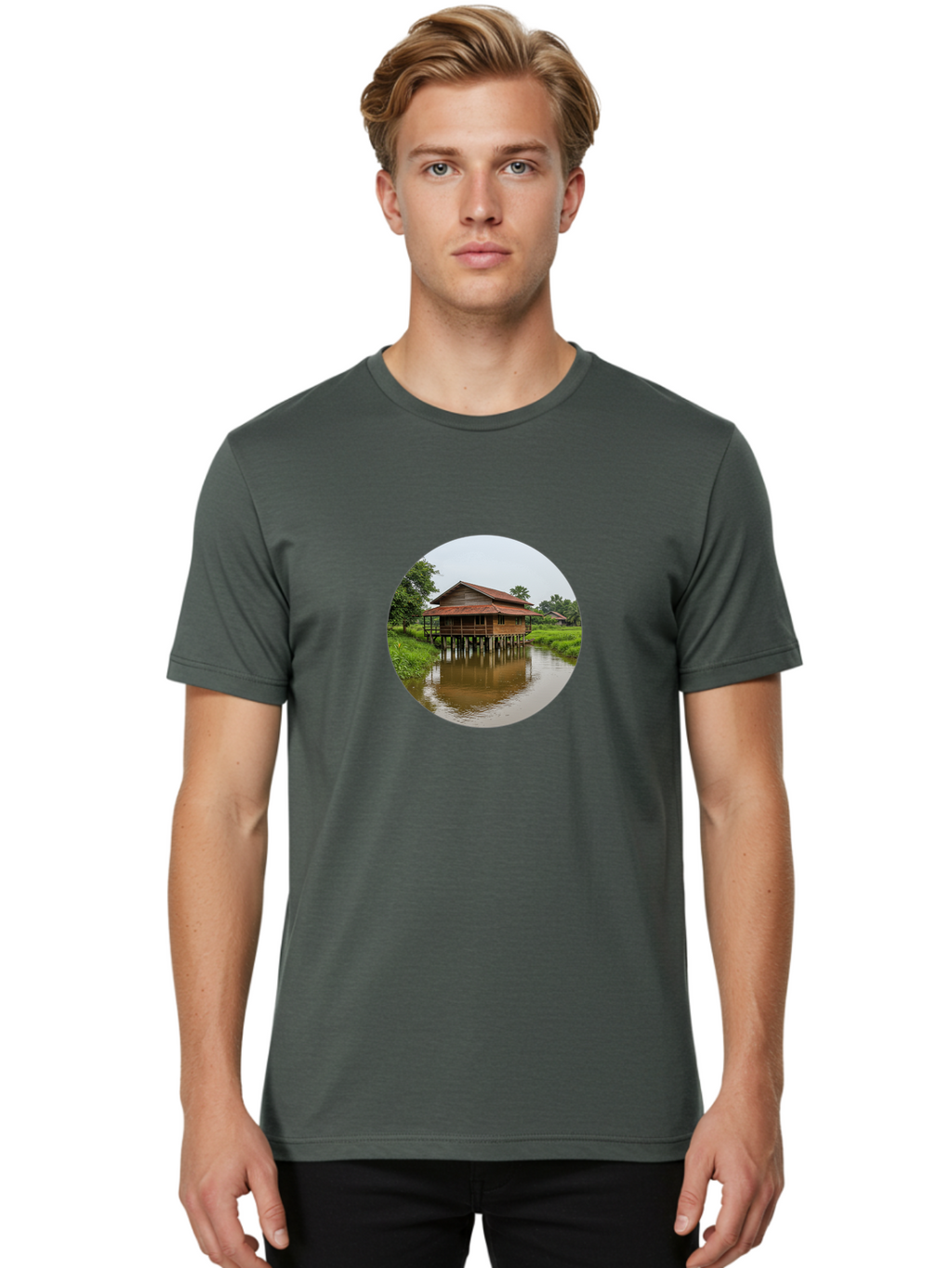 Stilt-House-2 Men'S Graphic Tee, 100% Cotton, Comfortable Casual Summer Wear, Machine Washable, Vintage Camera, Old Camera, Antique Camera, Black Camera, Classic Photography, Photography Equipment, Nostalgic Device, Film Camera, Camera Art Bah190