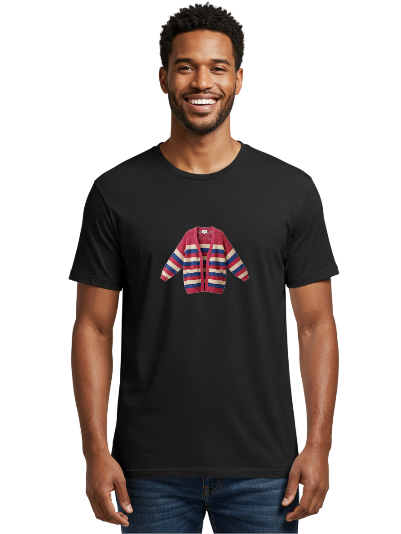 Striped-Cardigan Men'S Graphic Tee, 100% Cotton, Comfortable Casual Summer Wear, Machine Washable, Vintage Camera, Old Camera, Antique Camera, Black Camera, Classic Photography, Photography Equipment, Nostalgic Device, Film Camera, Camera Art Bah195