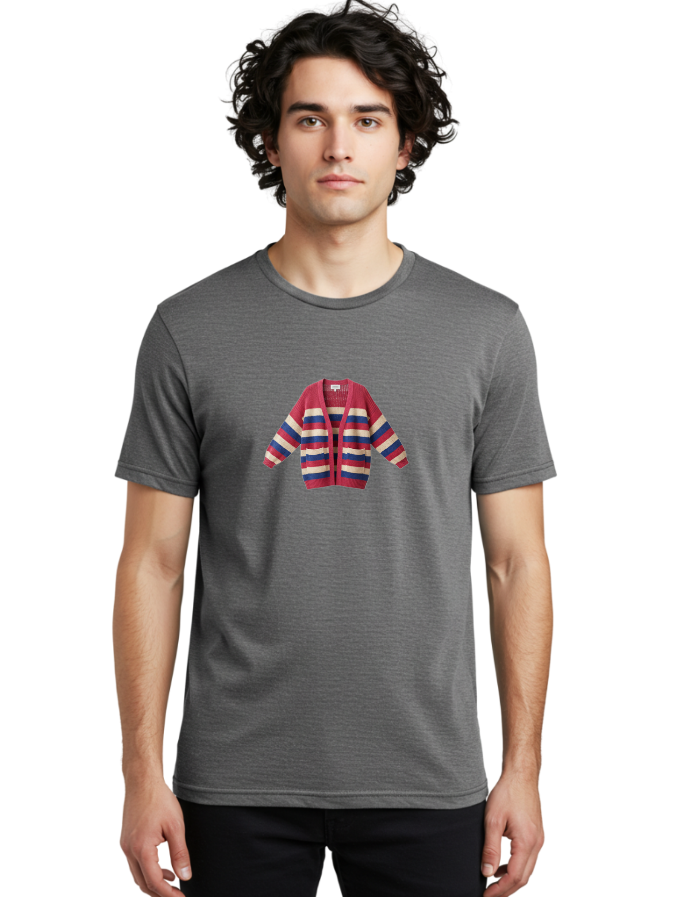 Striped-Cardigan Men'S Graphic Tee, 100% Cotton, Comfortable Casual Summer Wear, Machine Washable, Vintage Camera, Old Camera, Antique Camera, Black Camera, Classic Photography, Photography Equipment, Nostalgic Device, Film Camera, Camera Art Bah195
