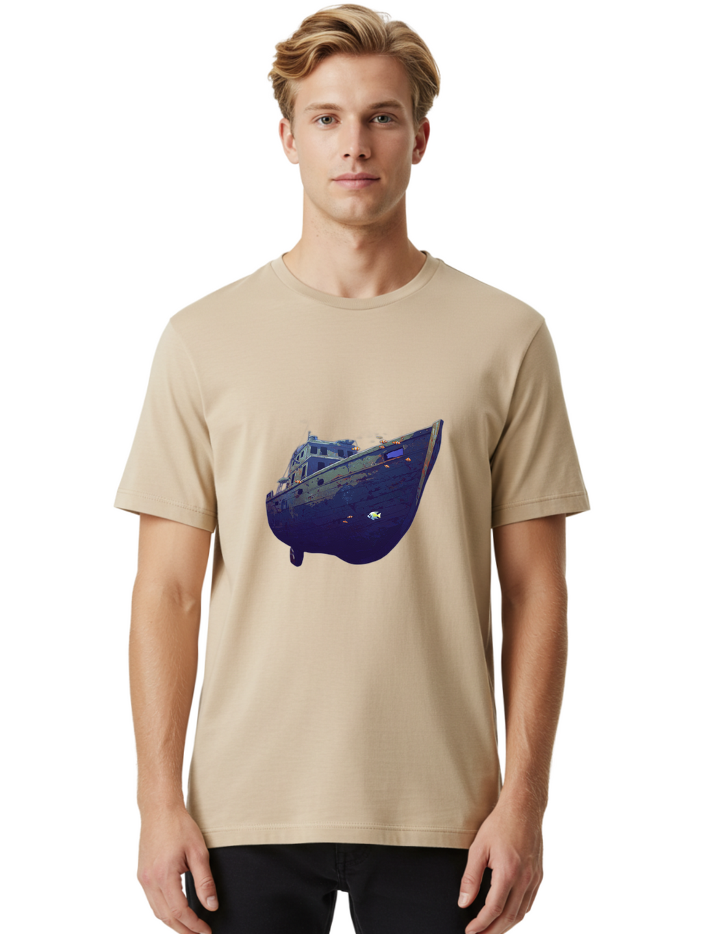 Submerged-Ship Men'S Graphic Tee, 100% Cotton, Comfortable Casual Summer Wear, Machine Washable, Vintage Camera, Old Camera, Antique Camera, Black Camera, Classic Photography, Photography Equipment, Nostalgic Device, Film Camera, Camera Art Bah196