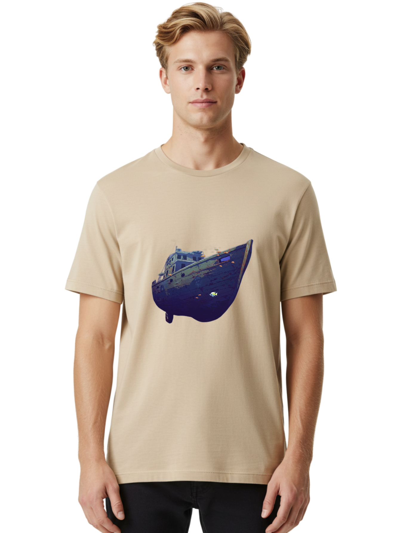 Submerged-Ship Men'S Graphic Tee, 100% Cotton, Comfortable Casual Summer Wear, Machine Washable, Vintage Camera, Old Camera, Antique Camera, Black Camera, Classic Photography, Photography Equipment, Nostalgic Device, Film Camera, Camera Art Bah196