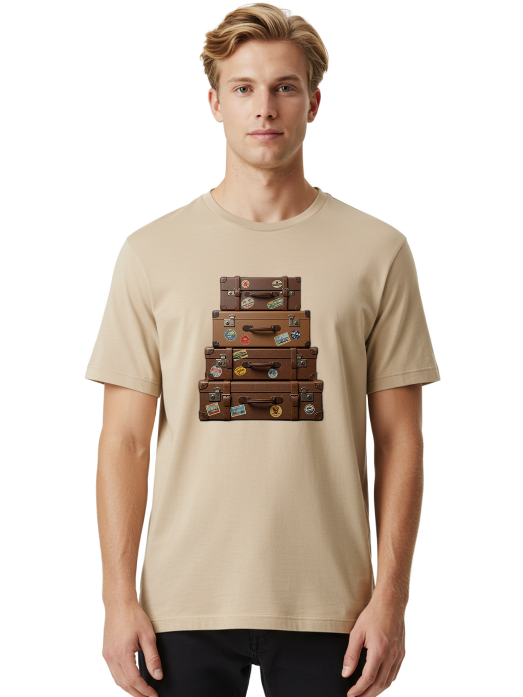 Suitcases Men'S Graphic Tee, 100% Cotton, Comfortable Casual Summer Wear, Machine Washable, Vintage Camera, Old Camera, Antique Camera, Black Camera, Classic Photography, Photography Equipment, Nostalgic Device, Film Camera, Camera Art Bah200