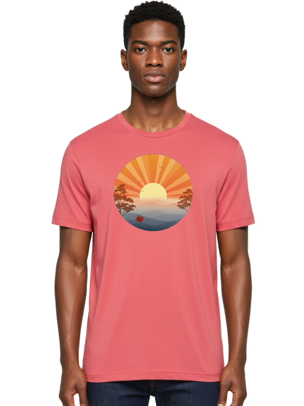 Sunset-Landscape Men'S Graphic Tee, 100% Cotton, Comfortable Casual Summer Wear, Machine Washable, Vintage Camera, Old Camera, Antique Camera, Black Camera, Classic Photography, Photography Equipment, Nostalgic Device, Film Camera, Camera Art Bah208