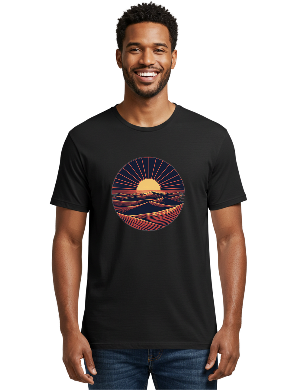 Sunset-Over-Waves Men'S Graphic Tee, 100% Cotton, Comfortable Casual Summer Wear, Machine Washable, Vintage Camera, Old Camera, Antique Camera, Black Camera, Classic Photography, Photography Equipment, Nostalgic Device, Film Camera, Camera Art Bah209