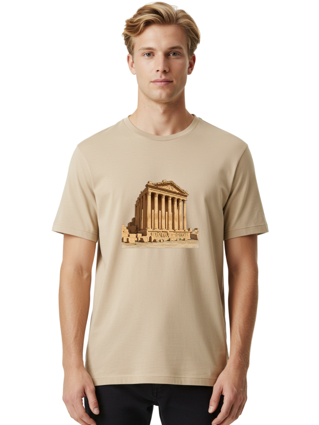 Temple-Of-Baalshamin-1 Men'S Graphic Tee, 100% Cotton, Comfortable Casual Summer Wear, Machine Washable, Vintage Camera, Old Camera, Antique Camera, Black Camera, Classic Photography, Photography Equipment, Nostalgic Device, Film Camera, Bah230