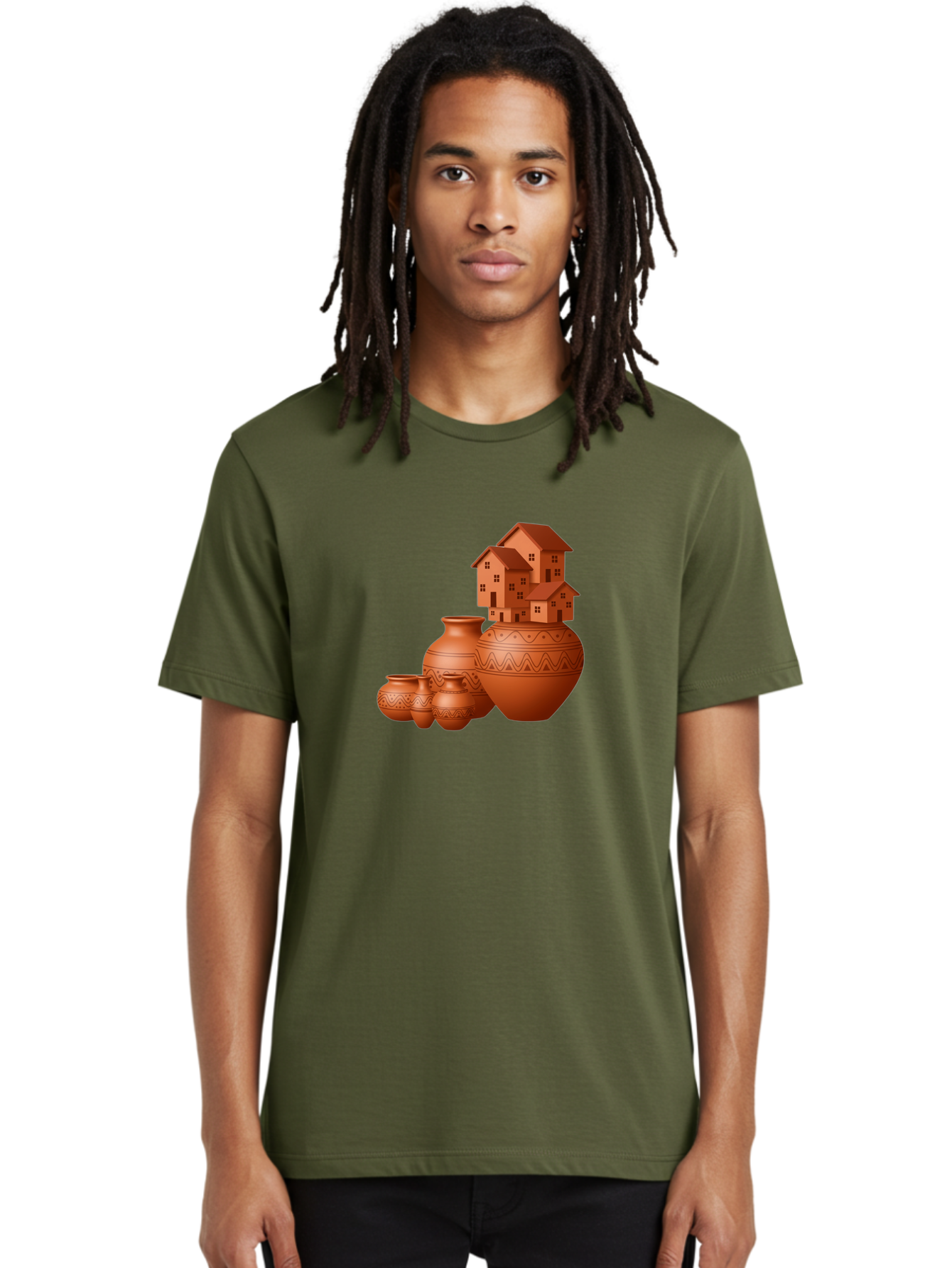 Terracotta-Pots-With-Houses Men'S Graphic Tee, 100% Cotton, Comfortable Casual Summer Wear, Machine Washable, Vintage Camera, Old Camera, Antique Camera, Black Camera, Classic Photography, Photography Equipment, Nostalgic Device, Film Camera, Bah237