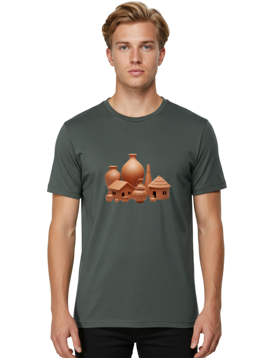 Terracotta-Pottery Men'S Graphic Tee, 100% Cotton, Comfortable Casual Summer Wear, Machine Washable, Vintage Camera, Old Camera, Antique Camera, Black Camera, Classic Photography, Photography Equipment, Nostalgic Device, Film Camera, Bah238