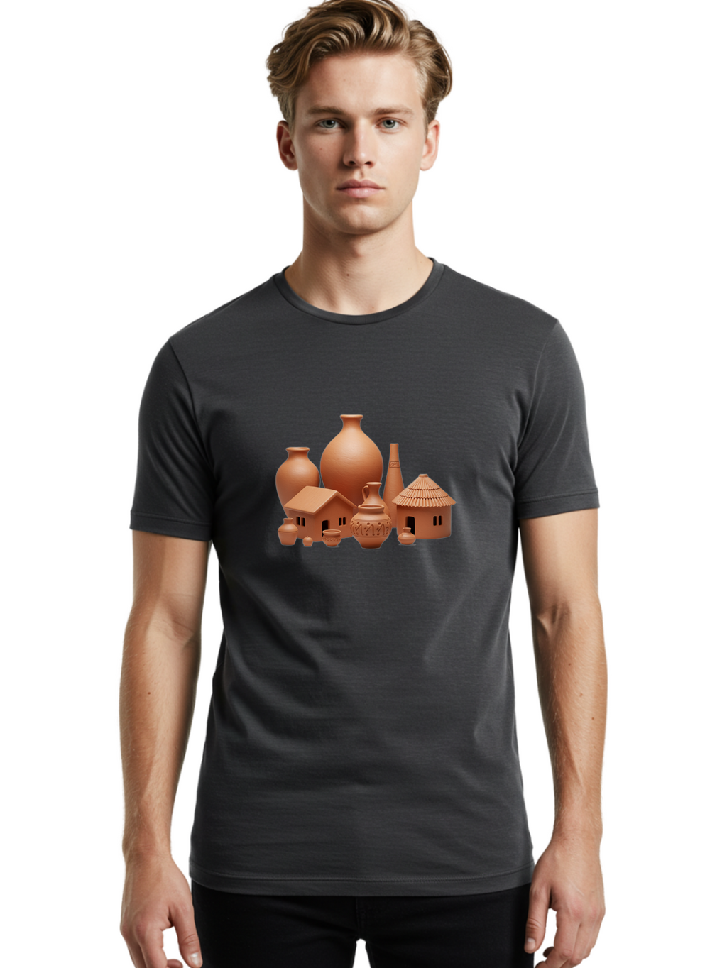 Terracotta-Pottery Men'S Graphic Tee, 100% Cotton, Comfortable Casual Summer Wear, Machine Washable, Vintage Camera, Old Camera, Antique Camera, Black Camera, Classic Photography, Photography Equipment, Nostalgic Device, Film Camera, Bah238
