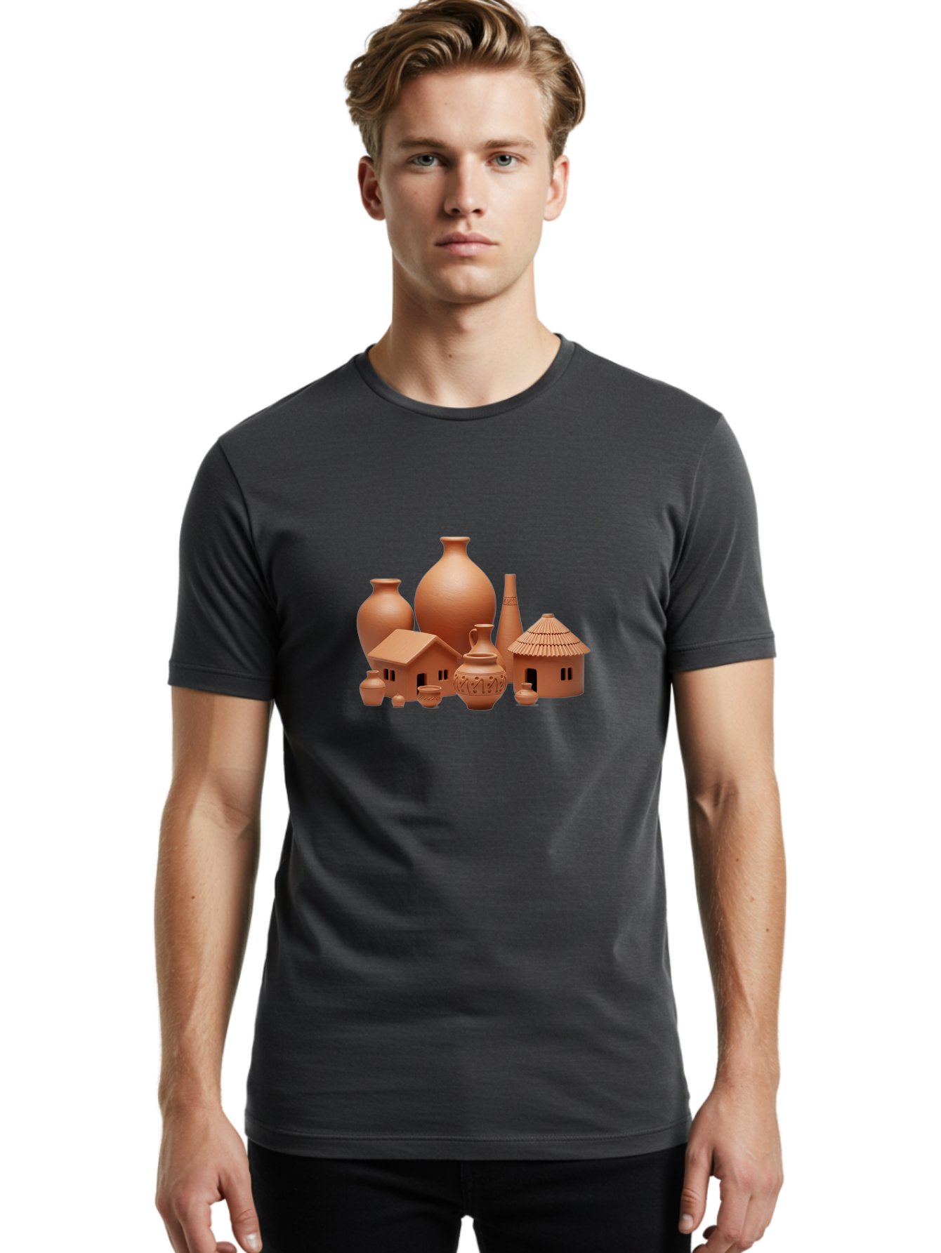 Terracotta-Pottery Men'S Graphic Tee, 100% Cotton, Comfortable Casual Summer Wear, Machine Washable, Vintage Camera, Old Camera, Antique Camera, Black Camera, Classic Photography, Photography Equipment, Nostalgic Device, Film Camera, Bah238
