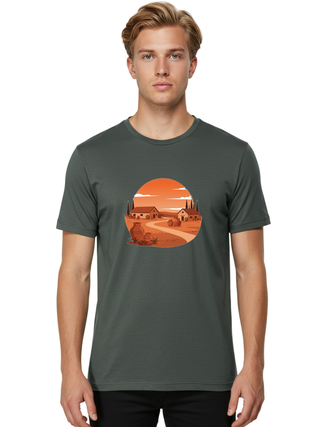 Terracotta-Village Men'S Graphic Tee, 100% Cotton, Comfortable Casual Summer Wear, Machine Washable, Vintage Camera, Old Camera, Antique Camera, Black Camera, Classic Photography, Photography Equipment, Nostalgic Device, Film Camera, Bah240