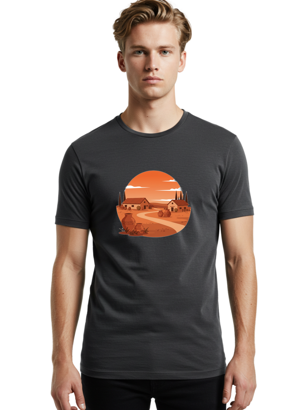 Terracotta-Village Men'S Graphic Tee, 100% Cotton, Comfortable Casual Summer Wear, Machine Washable, Vintage Camera, Old Camera, Antique Camera, Black Camera, Classic Photography, Photography Equipment, Nostalgic Device, Film Camera, Bah240